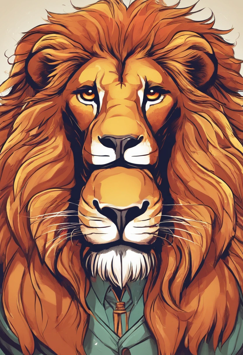 An intelligent and powerful lion as a mascot for developers, Digital Illustration