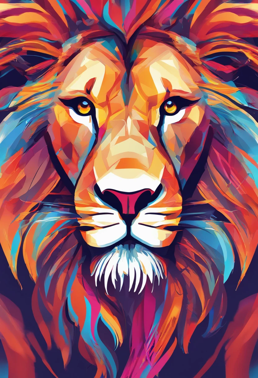 An intelligent and powerful lion as a mascot for developers, Digital Illustration, a smile, Lunette de soleil, jersey