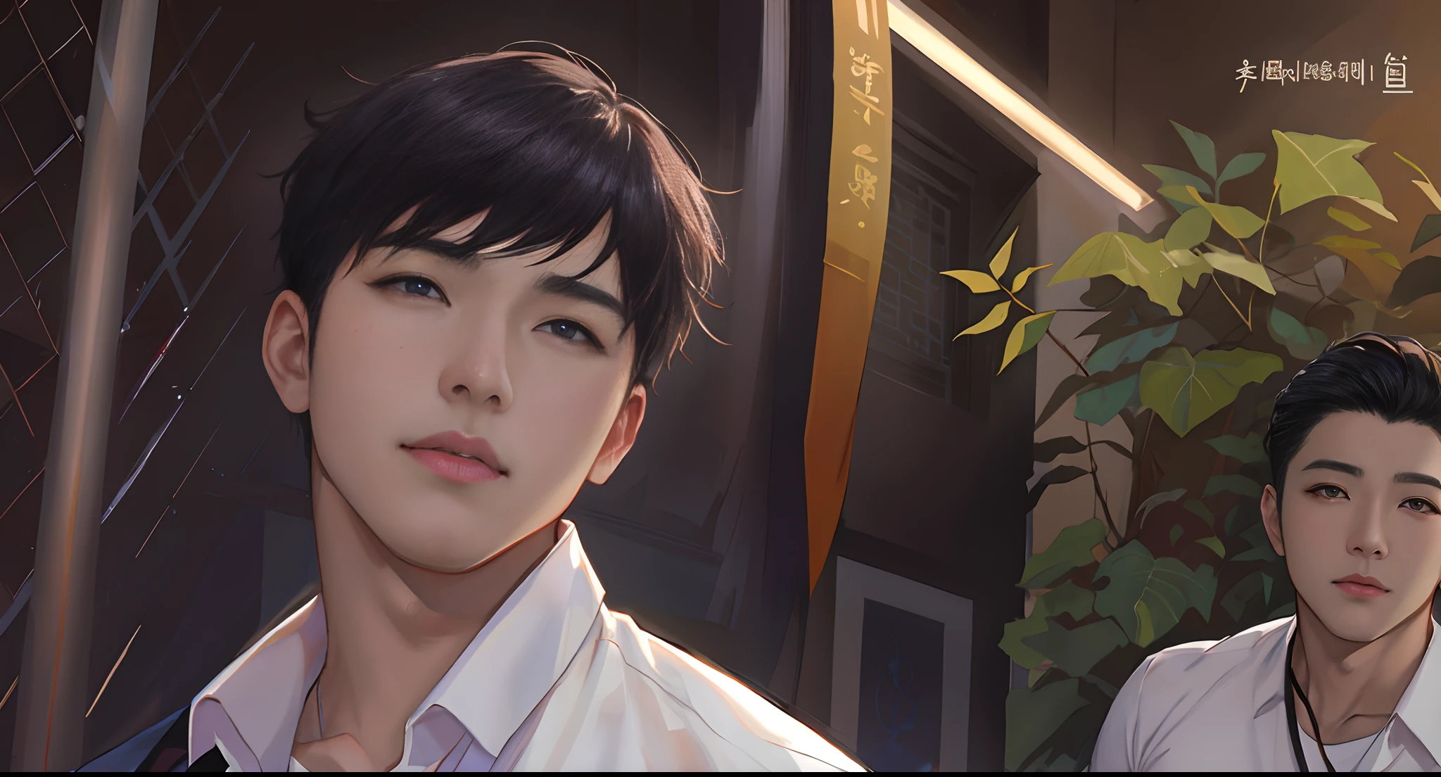 Hay dos fotos de un hombre con una camisa blanca, Obras de arte al estilo de Guweiz, Ross Tran y Bayard Wu, Estilo Ross Tran, Guweiz, Chico guapo en el arte de Demon Slayer, inspirado por Yanjun Cheng, Ross Tran 8 K, realismo artstyle, inspirado por Yeong-Hao Han, Inspirado por Jeonseok Lee