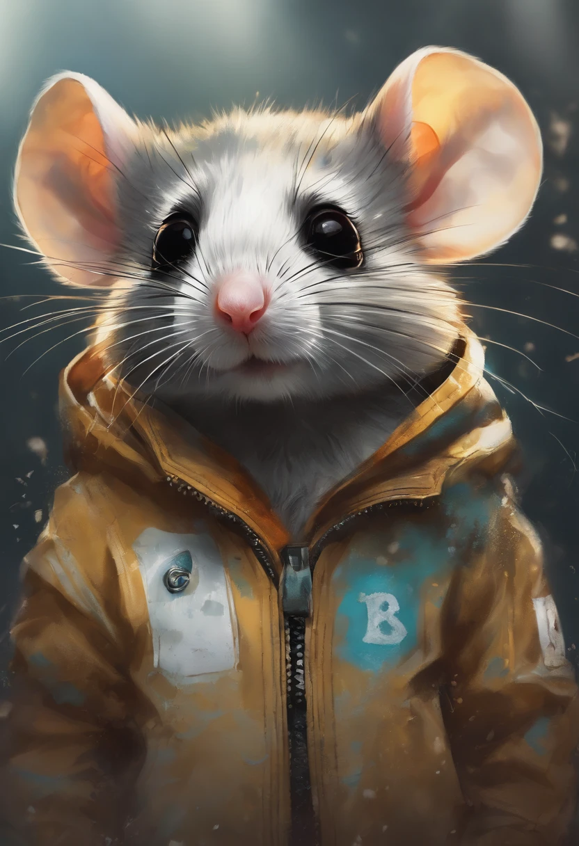 Perfect centering, Cute mouse, Wear a student team jacket, Wearing sunglasses, Wearing headphones, cheerfulness, Standing position, Abstract beauty, Centered, Looking at the camera, Facing the camera, nearing perfection, Dynamic, Highly detailed, smooth, Sharp focus, 8K, high definition resolution, illustration, Art by Carne Griffiths and Wadim Kashin, White background