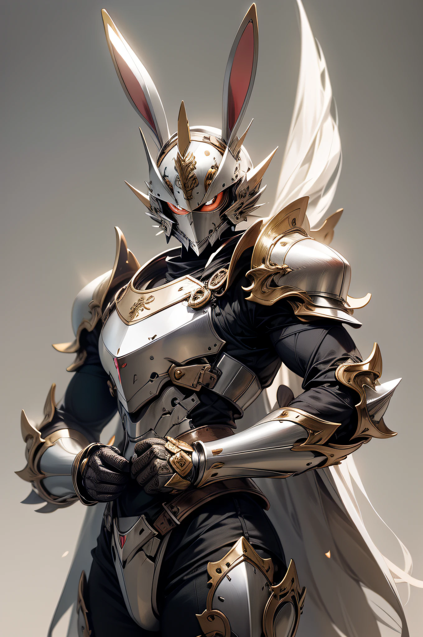Cute rabbit in armor in manga style
