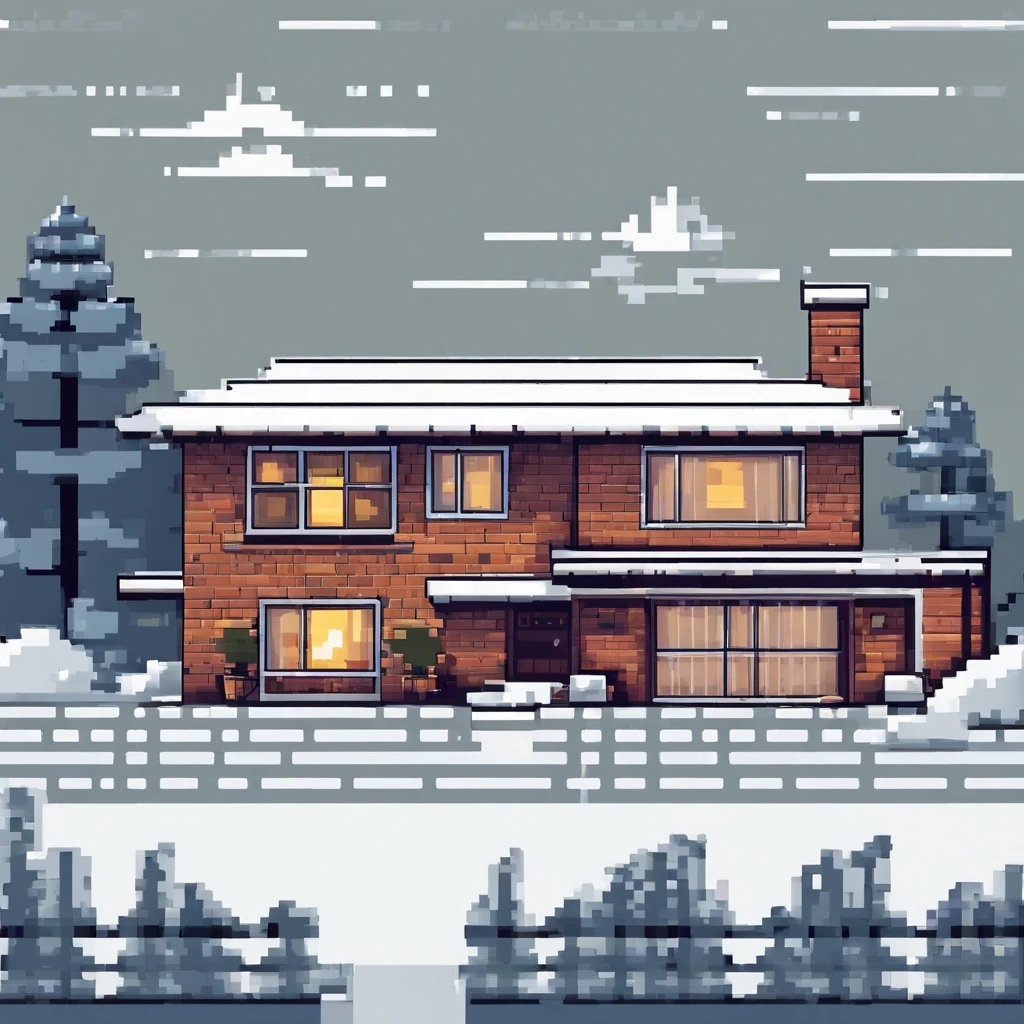 heat pump in winter near a home