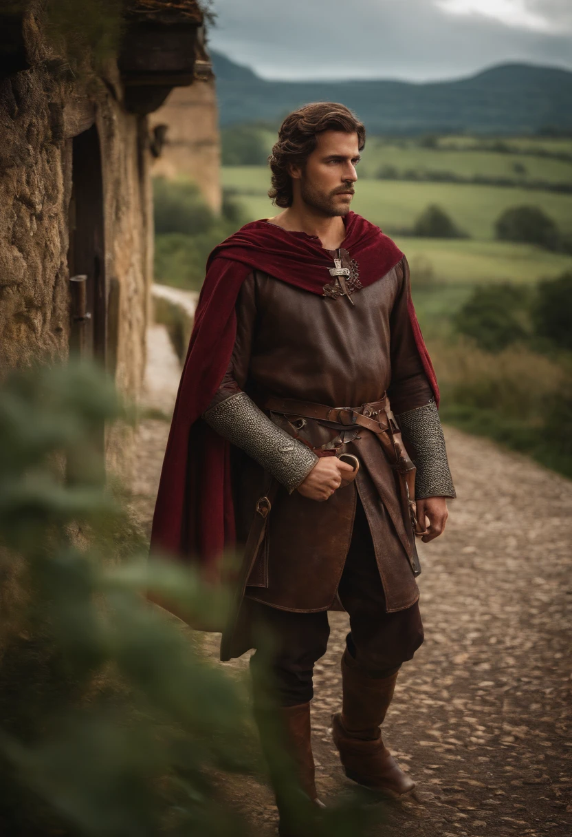 homem medieval com rupas de couro