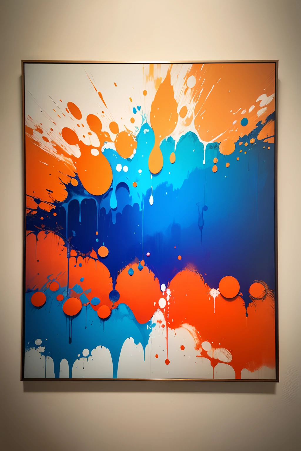 abstract acrylic painting, modern, vibrant, mix of orange and blue, by famous instagram painter influencer