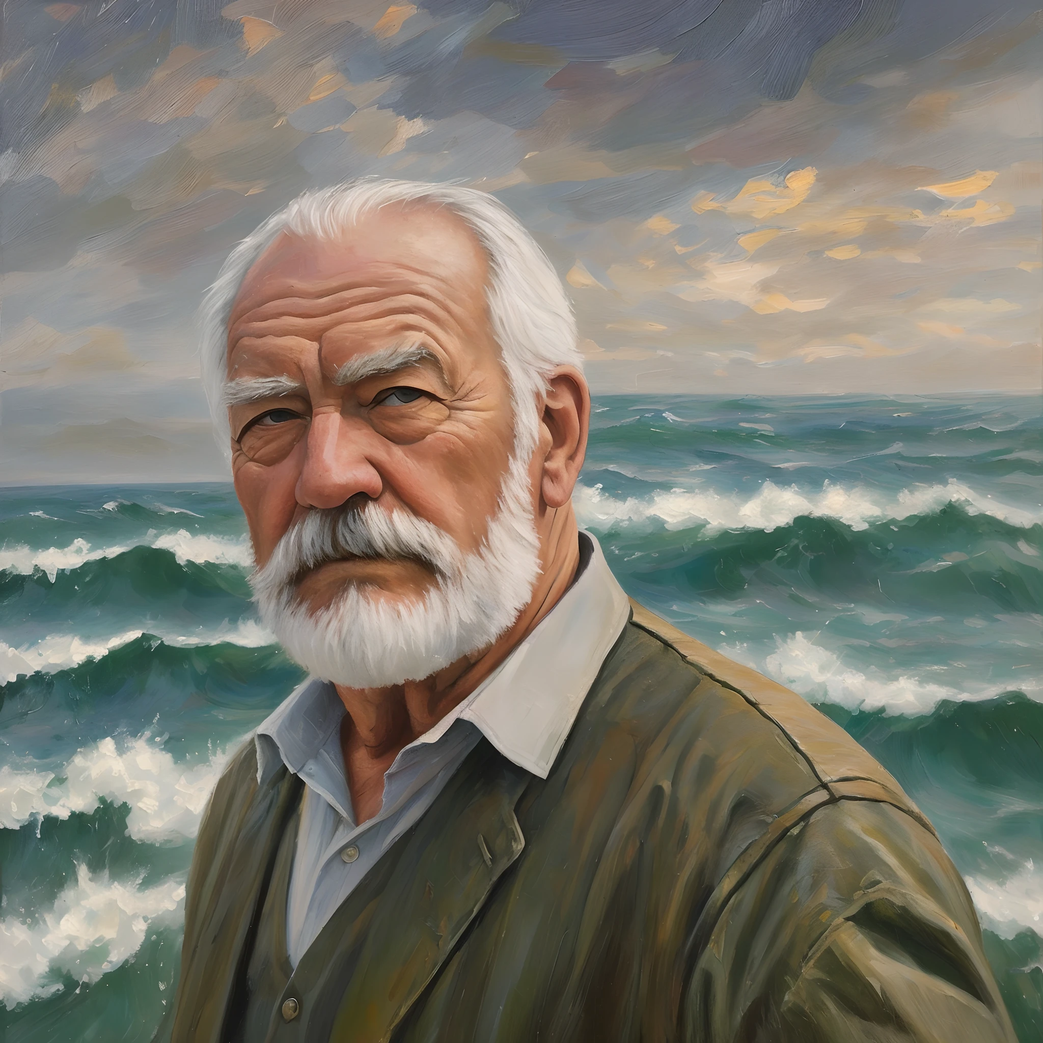 oil painting of the old man and the sea, inspired by the Hemingway book --auto --s2