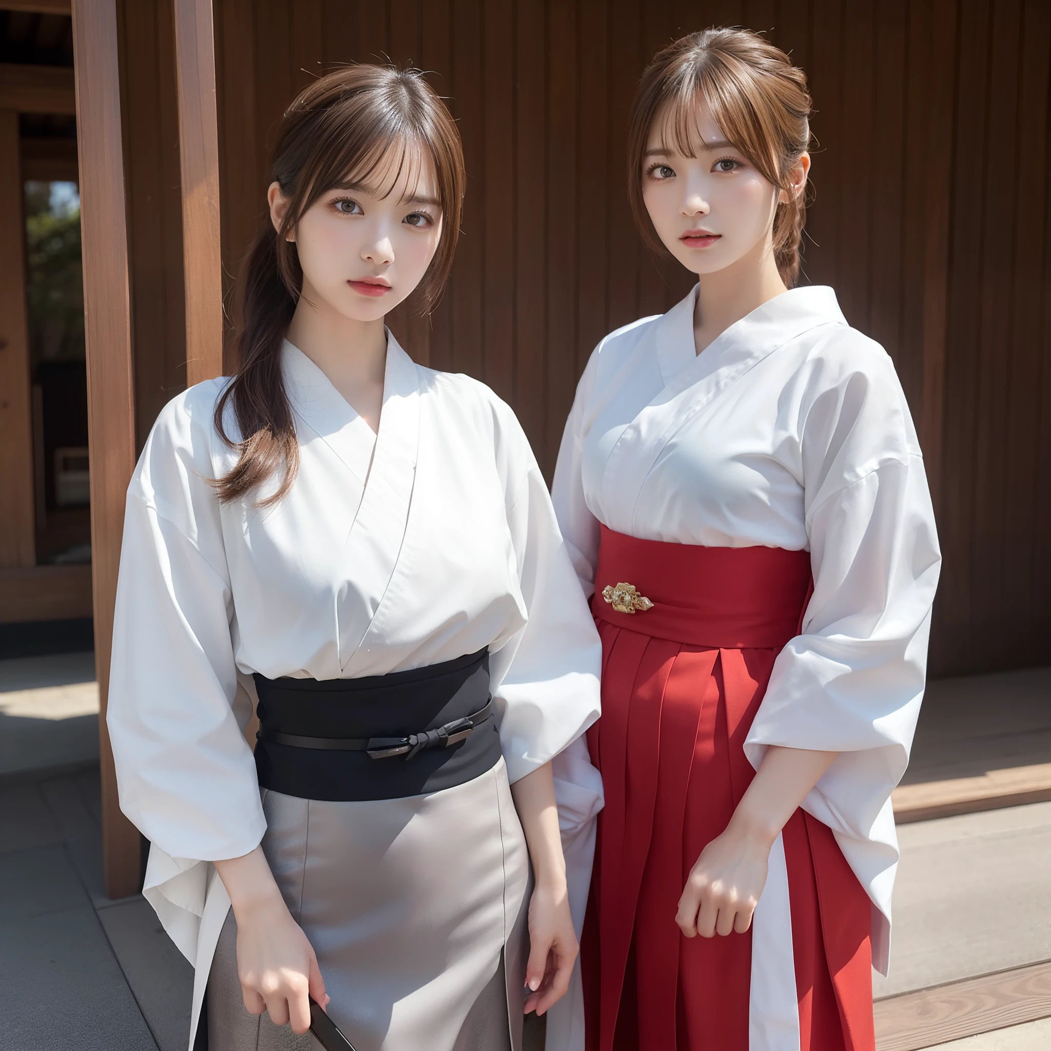 1Male Female Samurai((top-quality、8K、masterpiece:1.3))、full body Esbian、focus clear:1.2、Excellent style:1.4、masuter piece、(Realisticity: 1.2)、(Photorealsitic:1.3)、
realisitic、realisticlying、Raw foto、hyperdetailed face(Long ponytail、cool expression)、hyper detailed background(loimu)、Ultra-detailed costumes(a miniskirt、Samurai-style clothing)、hyperdetailed body(Moderately breasts、)、super-detaild skin 、Knives 、Valley 、breastsout 、Transparent