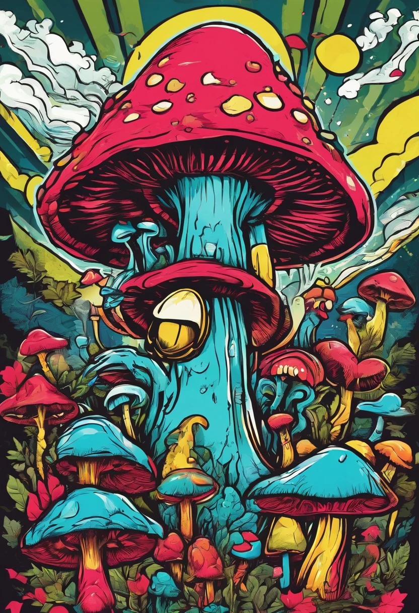 Vector art of mushroom goblin core art with ultra deatil art