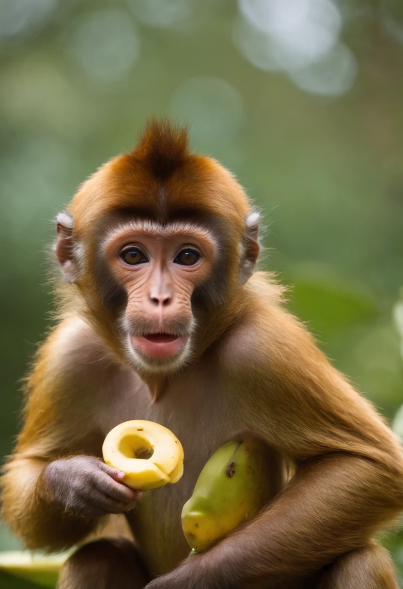 animal macaco, ele esta vomitando bananas