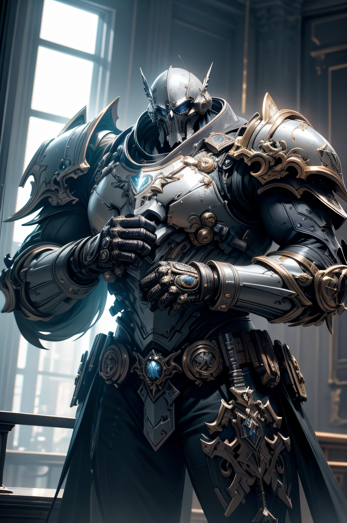 8K masterpiece, detailed, realistic, digital art, octane render, trending on artstation, action SHOT, movie poster, 1man, angelic features, A Space marine, with power sword, (fighting on a asteroid belt), full armor, power armor, ornate pauldrons, Warhammer style, Skull symbols, detailed face, (detailed hands) intricately details, Highly detailed, volumetric lighting, 4K rendering, stock photo, Ultra photo realism, Lifelike texture, Dramatic lighting, illusory engine, Discreet lighting, gloomy atmosphere, dark shadows, subtle highlights, mysterious aura, panoramic photography, wide-angle perspectives intricately details, Highly detailed, volumetric lighting, 4K rendering, stock photo, Ultra photo realism, Lifelike texture, Dramatic lighting, illusory engine style