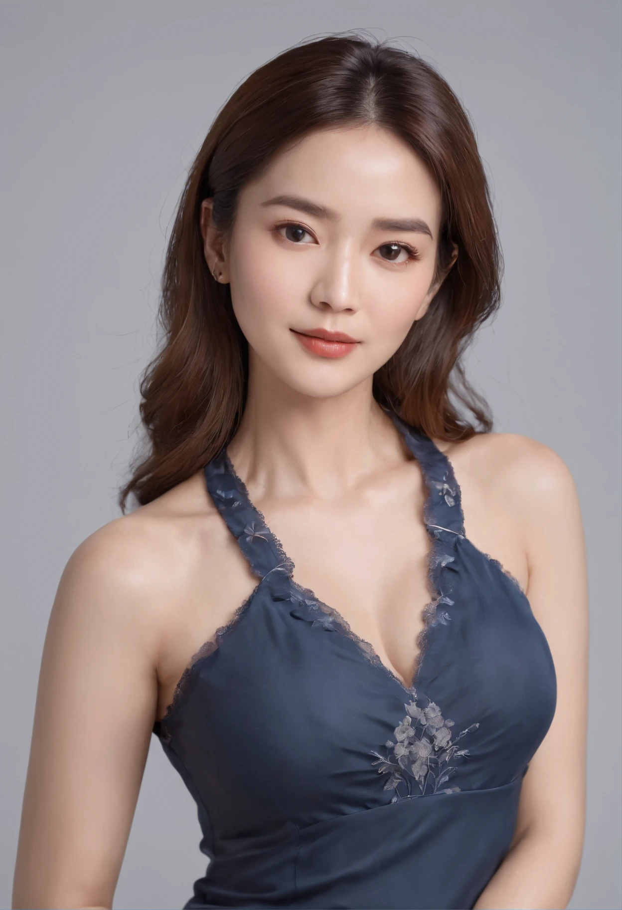 ((top-quality、8K、Photorealsitic,tmasterpiece:1.3))、RAW photos,47-year-old mature woman squatting in a white shirt skirt,Fine lines on the face,Elegant feminine,Happy and charming,(M cup:1.5 huge sagging chest contours)Obesity and breast sagging, Wide fat hip bone,Enlarged pelvis,Moisturizes skin, Sweaty skin, Wavy brunette hair,Black color hair,The light blue dress is decorated with intricate embroidery patterns,Blue hip apron,47-year-old mature woman,The background is blurred out,wearing tight simple clothes, 40 years old women, wearing tight shirt,dramatic lighting,hard lighting