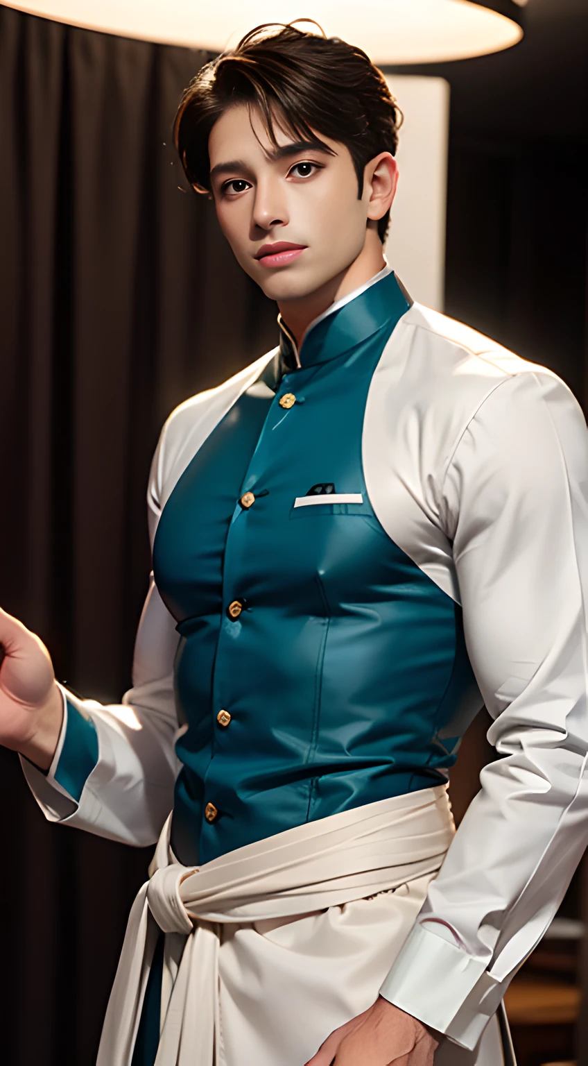 (((Men only))), ((head shot)), (Steve Rogers), ((wearing silver Indian traditional clothing)), (Kurta Pajama, Sherwani Kurta, Dhoti, Bandhgala Suit), ((Handsome muscular man in his 20s)), (Big smile), (detaile: 1 in 1), Natural muscles, HIG quality, beautidful eyes, (Detailed face and eyes), (Face、: 1 / 2), Noise, Real Photographics、... ........................................................................................................................PSD, Sharp Focus, High resolution 8K, realisitic & Professional Photography, 8K UHD, Soft lighting, High quality, Film grain, FujifilmXT3