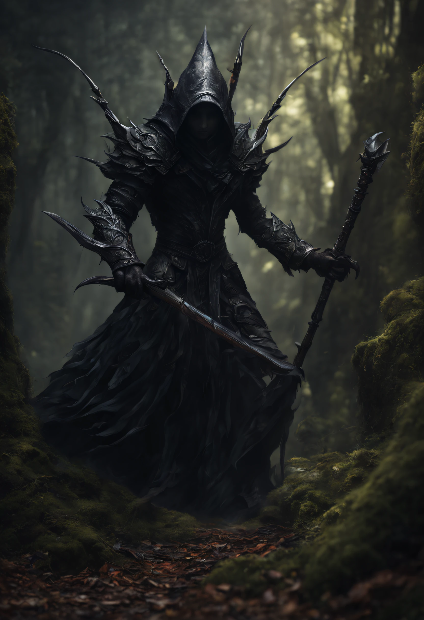 best quality, masterpiece, ultra high res, (photo realistic:1.4), surrealism, dream-like,V0id3nergy, a fantasy creature, Shadowdancer, shadow magic, darkness control, stealth, shadowstep, umbral spells, hidden blade,