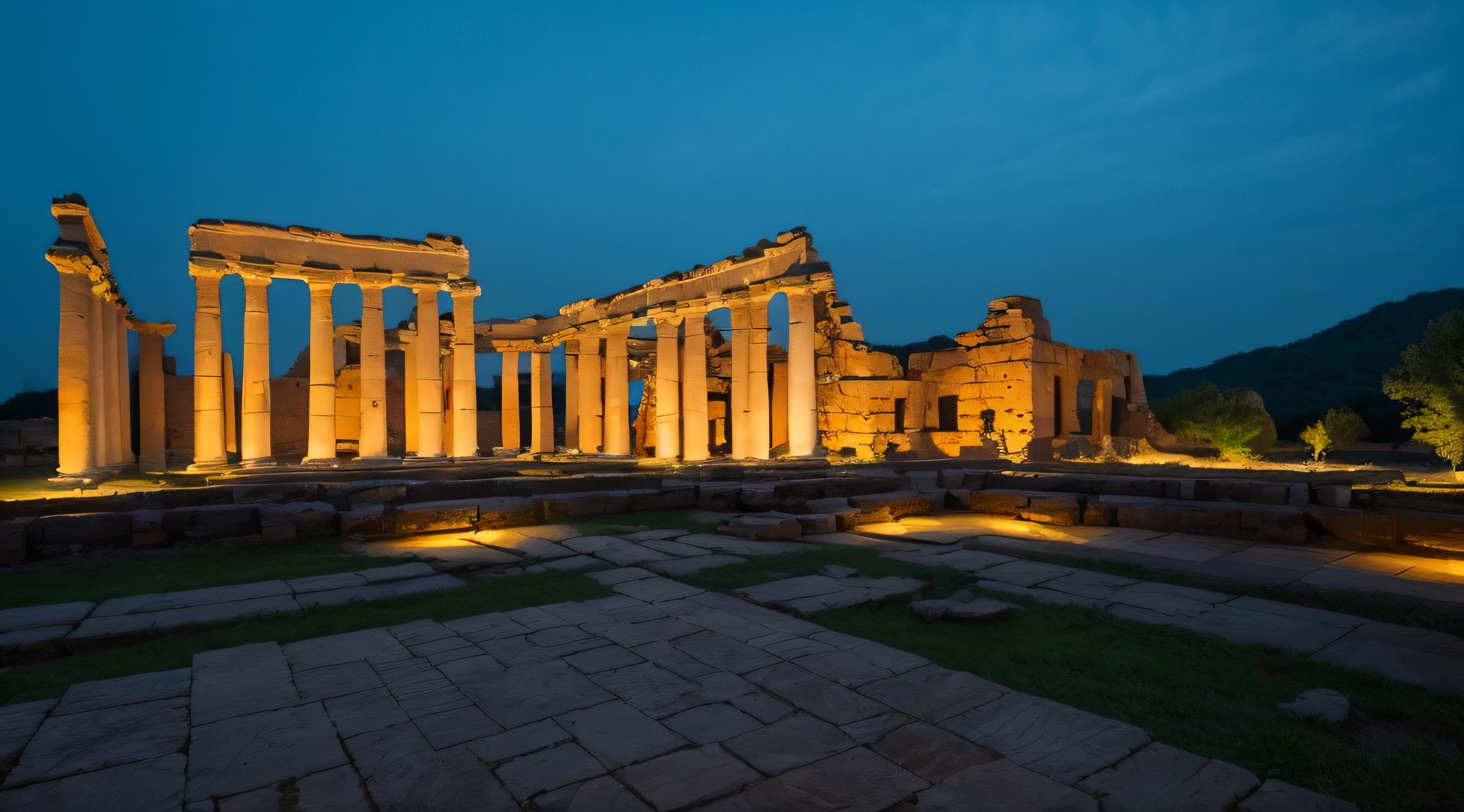(((Superb view))),((masterpiece,top-quality,16 K)),reallistic,World Heritage Site,Ruins,ancient ruin,Ancient Civilizations,ue,Ultra-fine structure,natta,Lit up