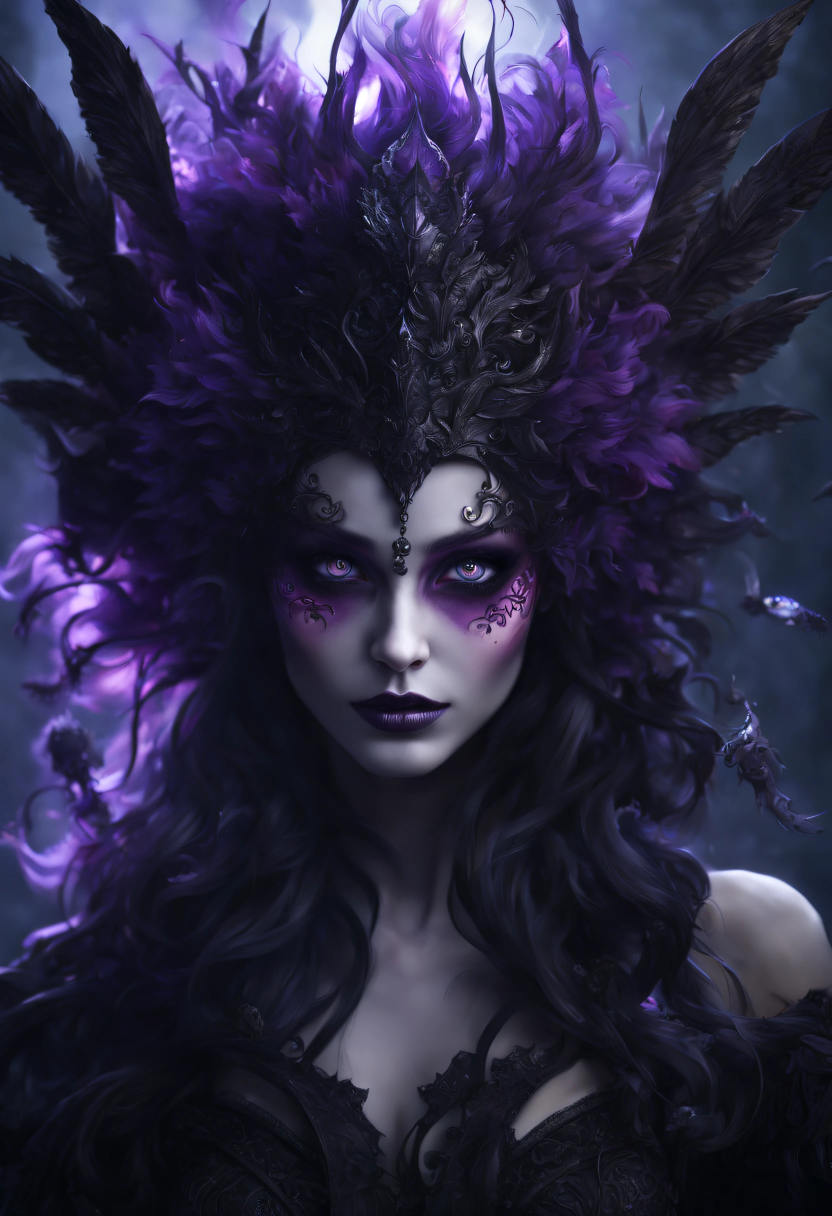 best quality, masterpiece, ultra high res, (photo realistic:1.4), surrealism, dream-like, V0id Energy, Burning violet eyes, a fantasy creature, Shadow dancer, shadow magic, darkness control, stealth, shadow step, umbral spells, hidden blade,