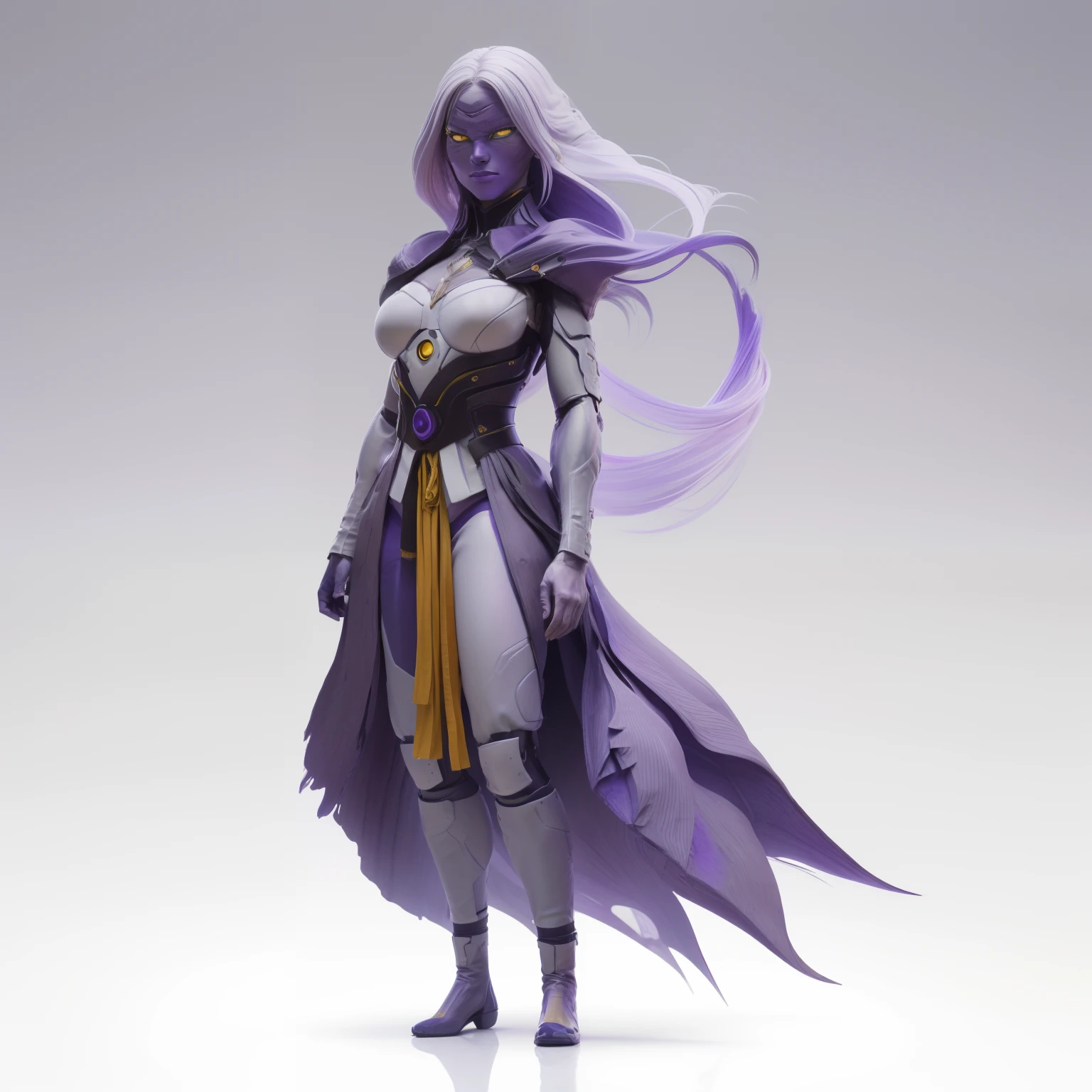 masutepiece, Best Quality, 4K, 超A high resolution, ultra-detailliert, High resolution, Ultra HD, sophisticated details, Backlight, ((Full body shot)), ((No background)), ((White background)), Man's, man, Telekinetic Woman, telekinesis, purple skin color, Yellow eyes, floats, 3D, Chibi