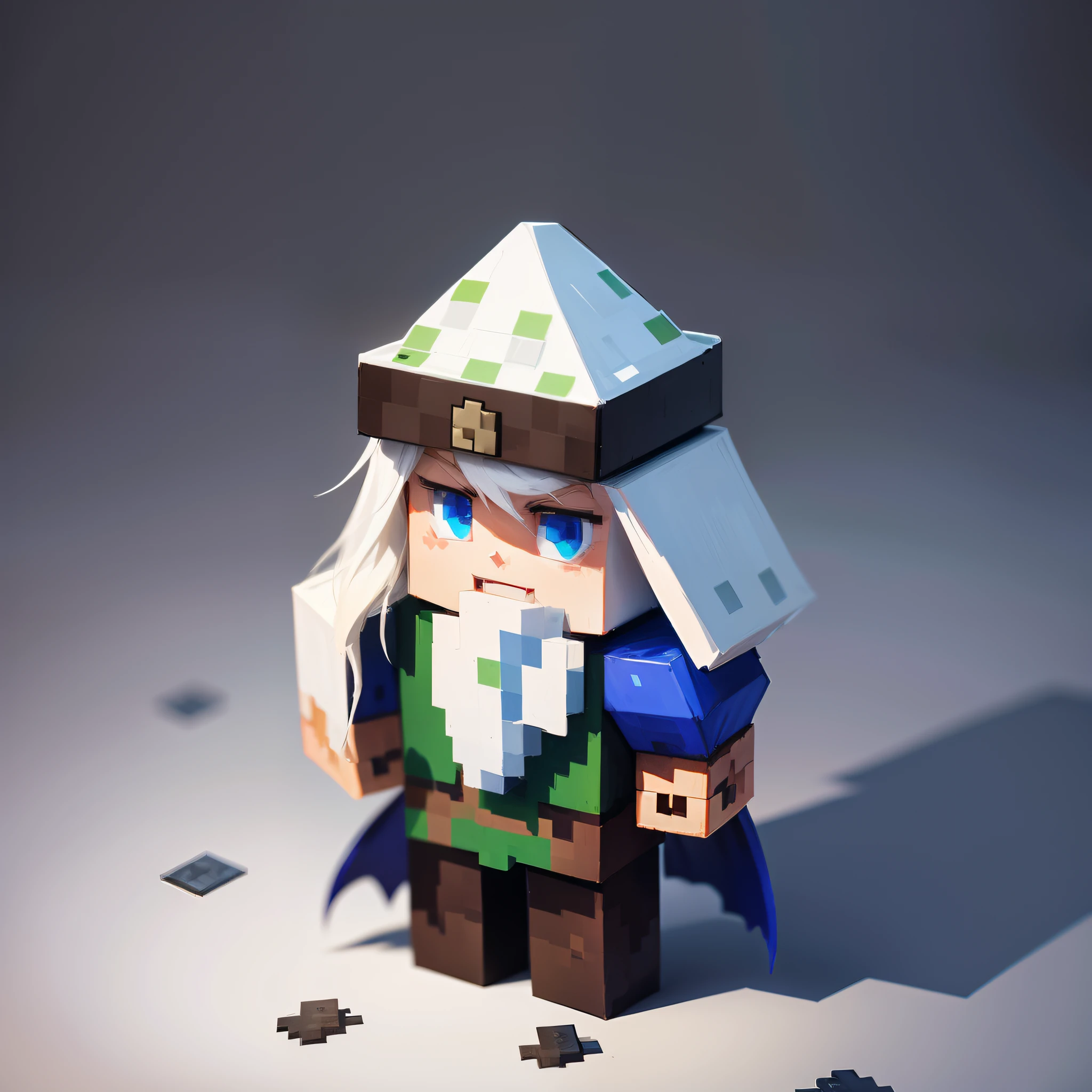 Characters like Minecraft,Dark Elf Wizard,(White background 1:3 ),the character is standing,masuter piece,The artists,,Official characters,dots,pixels,Pixel art