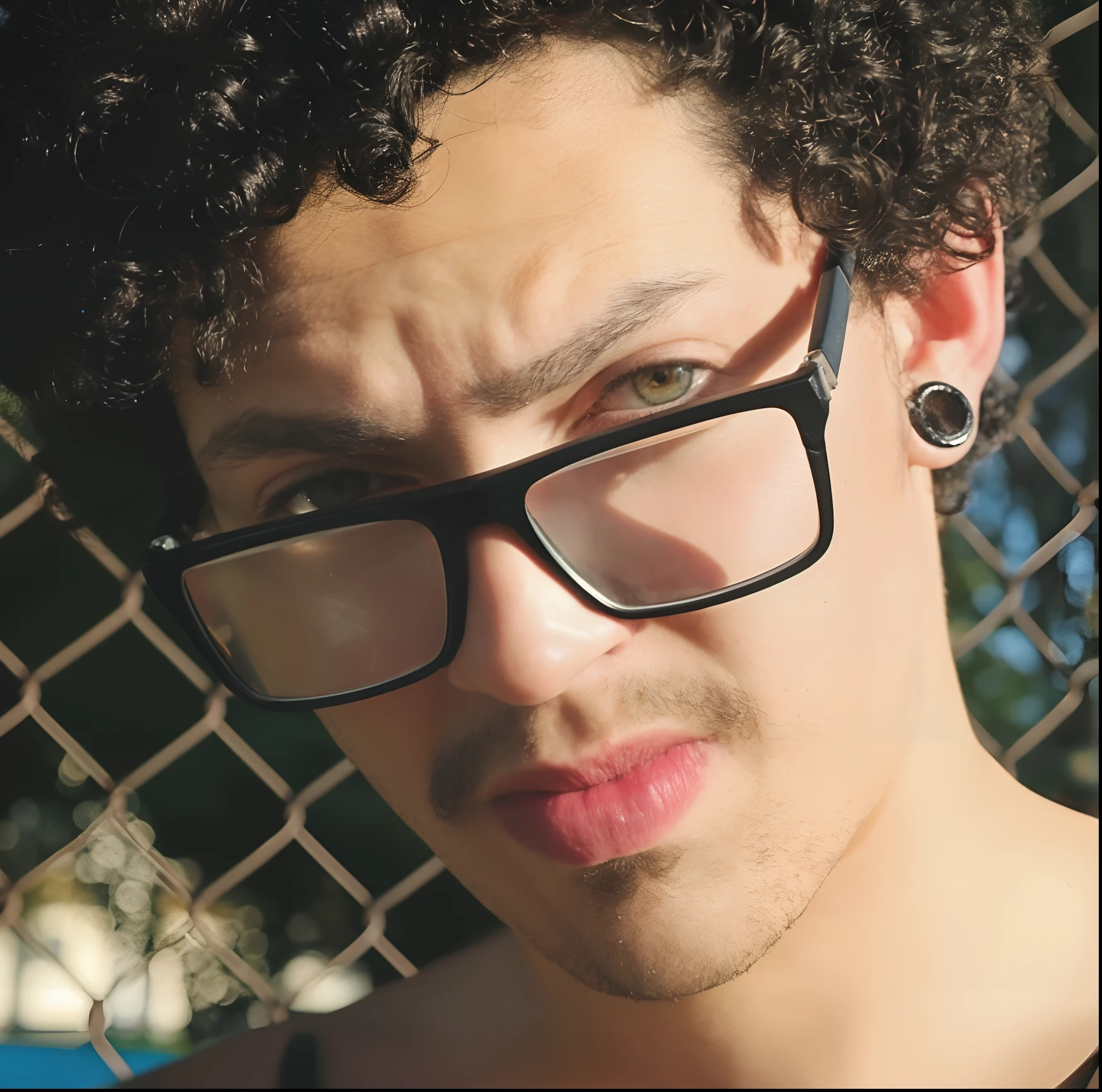 There's a man with glasses and a beard wearing a pair of headphones, foto de perfil headshot, andrew gonzalez, halfbody headshot, taken in the early 2020s, foto de perfil 1024px, jewish young man with glasses, Jamie Reid, with nerdy glasses and goatee, thick glasses, retrato de alta qualidade, Msxotto, imagem do avatar