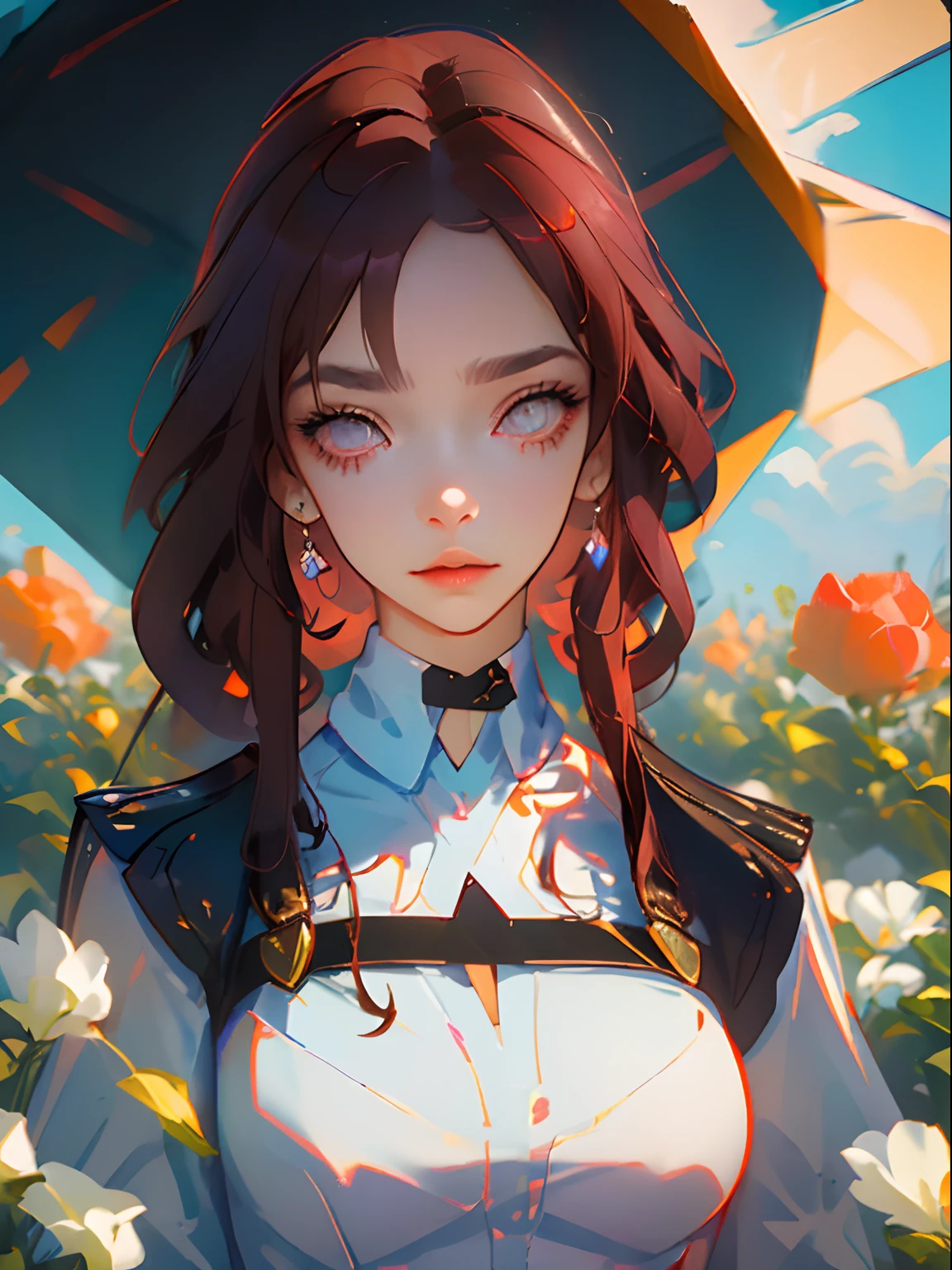 (best quality, masterpiece:1.3) 1girl, brown hair, dark mood