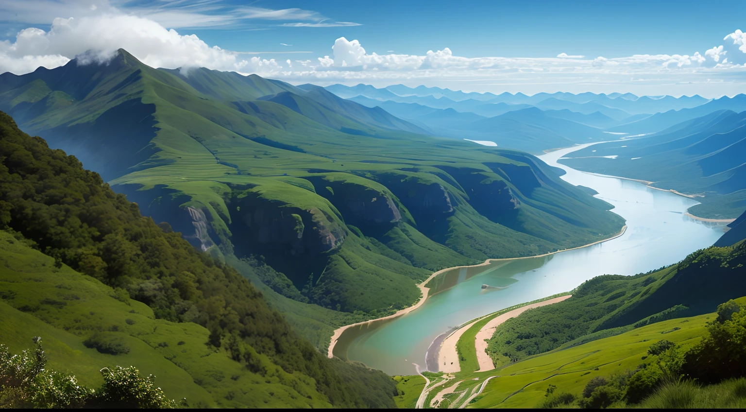 imagem campo verde com montanhas