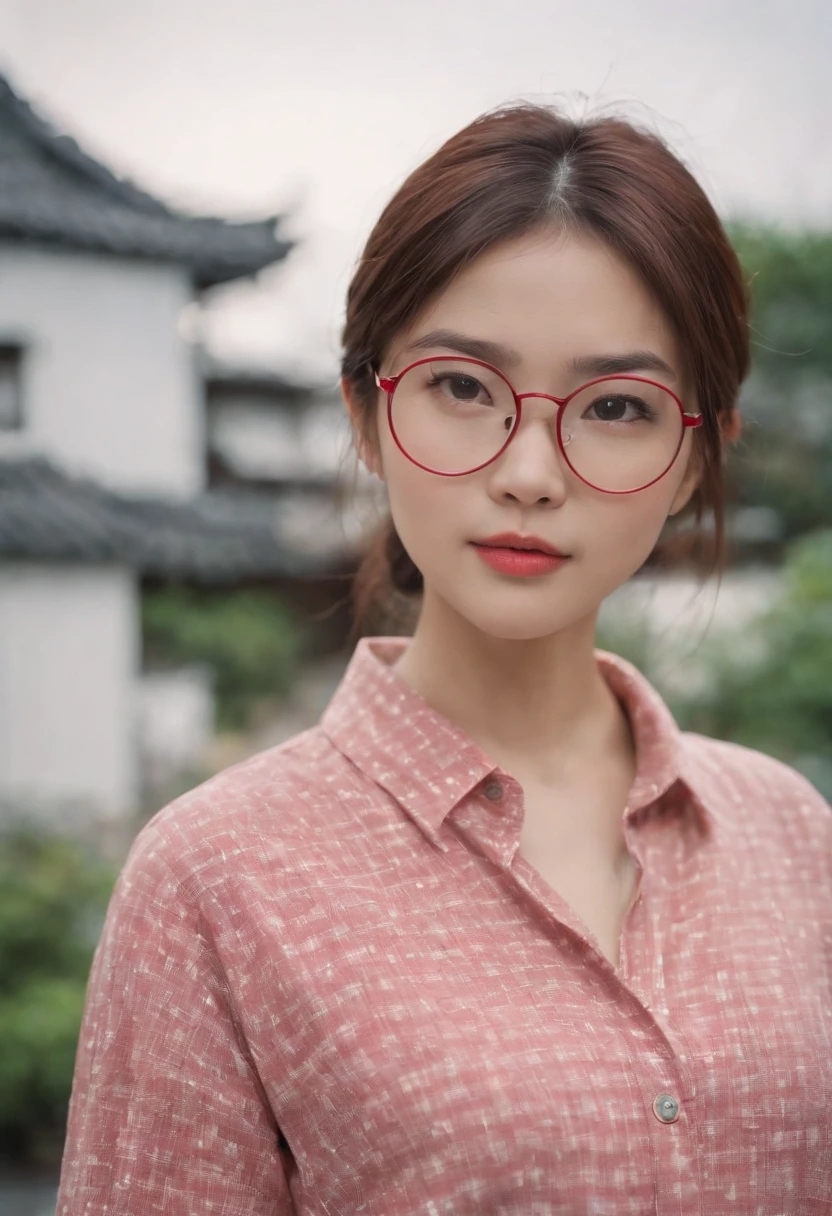 Red-rimmed glasses,Japan Girl,Y shirt