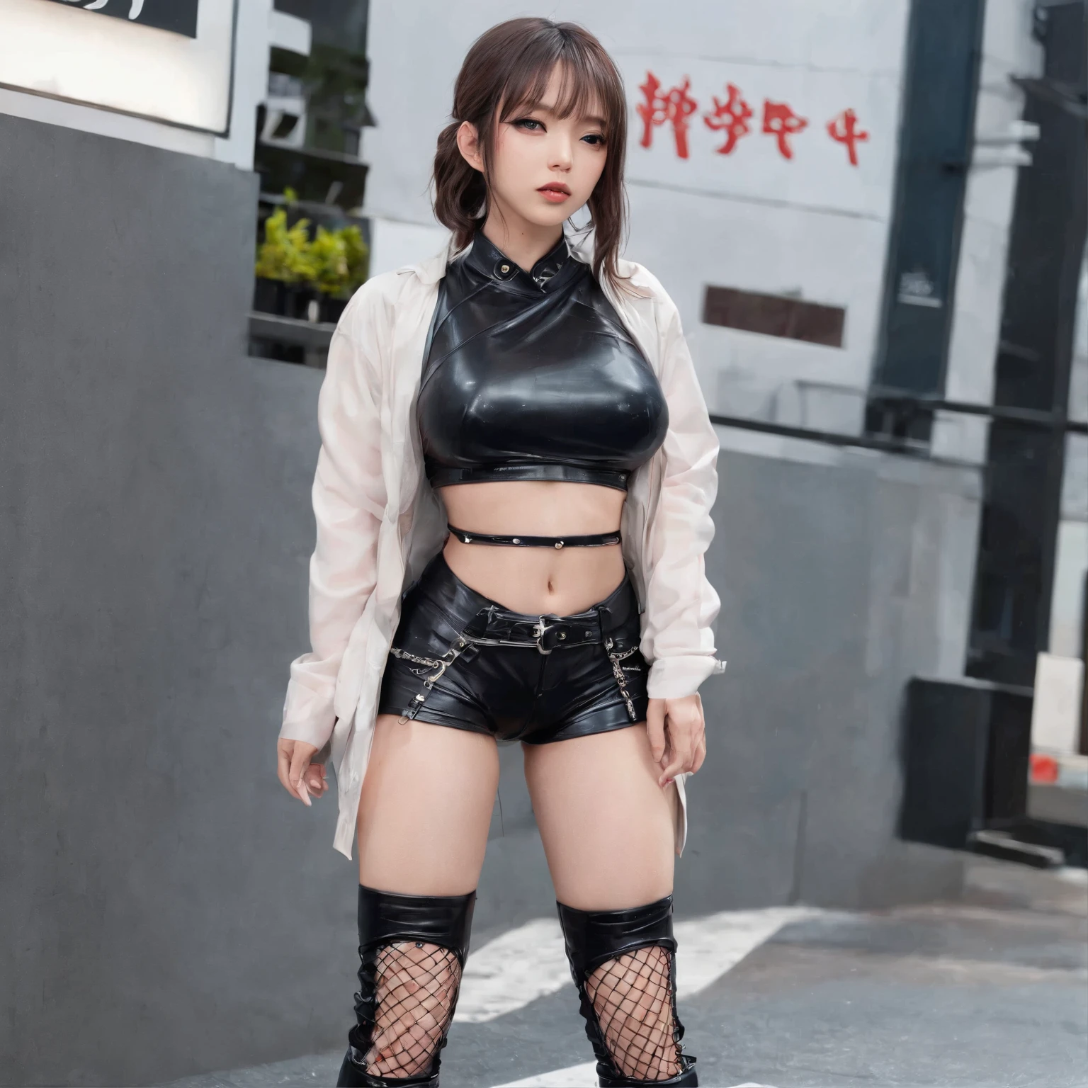 Girl in symbolic clothes of Gothic net,、Japan Female, 、Little fat woman、de)))、tiny chest、A sexy、appearance、drooing eyes、pony tail hairstyle、、astonished face、flabbergasted、Best Quality, full-face blush, , frontage、Behind,. pile-driver. (thighs thighs thighs thighs),(((sticking her butt out: 1.2))), Troubled face, Viewer Viewing, Wet buttocks,, (((Wet genitals))), big butts、(((Intersection in Shibuya)))、((((Stand up and turn your ass to taunt)))、(((Show)))、Show your