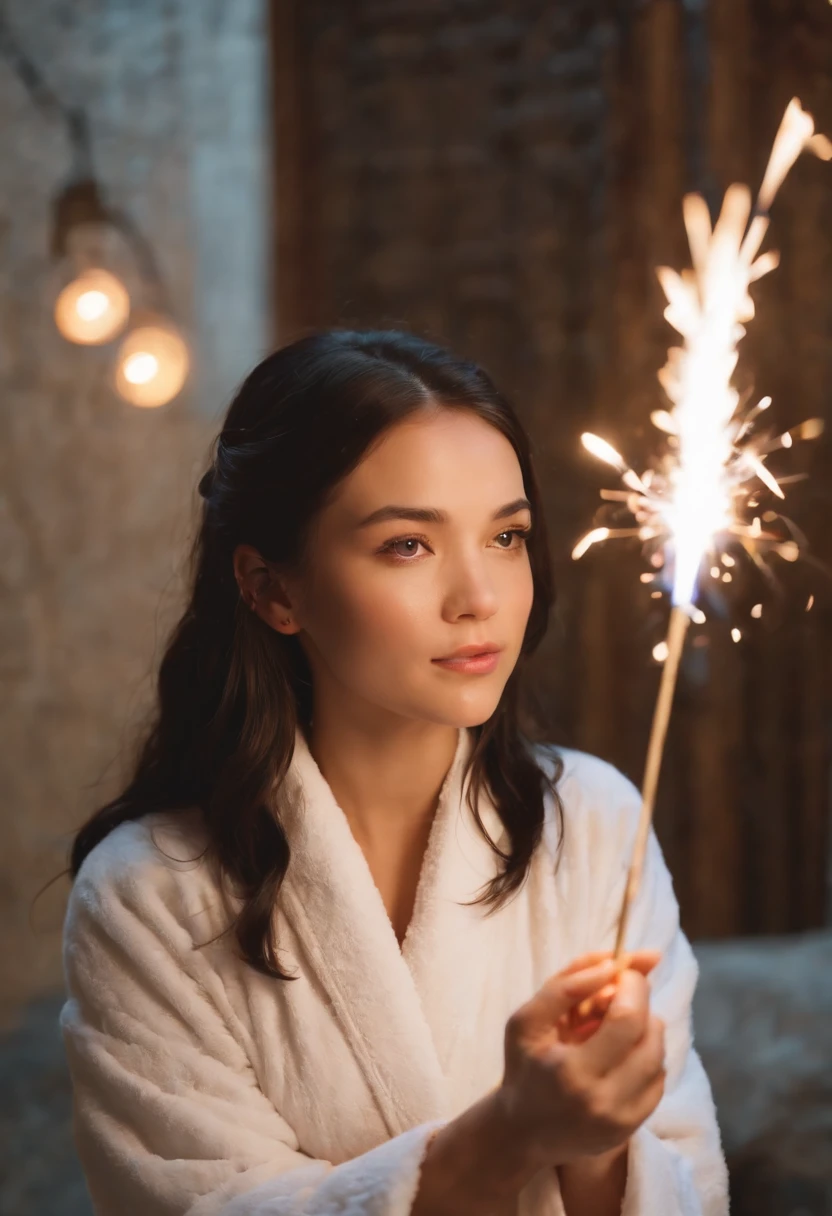bathrobe,Summer Festivals,sparklers,Goldfish scoop,Black Haired Girl