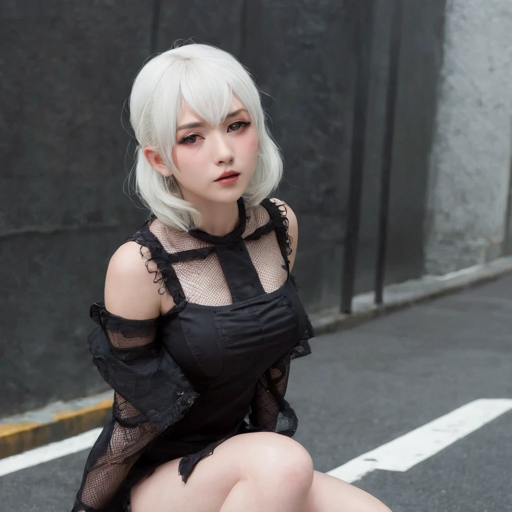Girl in symbolic clothes of Gothic net,、Japan Female, sixteen years old、Little fat woman、(((nudde)))、short-haired、white hair、hitornfreckles、Kamimei、tiny chest、A sexy、appearance、drooing eyes、Gothic ta、astonished face、flabbergasted、Best Quality, full-face blush, , frontage、Behind,. pile-driver. (thighs thighs thighs thighs),(((sticking her butt out: 1.2))), Troubled face, Viewer Viewing, Wet buttocks,, (((Wet genitals))), big butts、(((Intersection in Shibuya)))、((((Stand up and turn your ass to taunt)))、(((Show)))、Show your