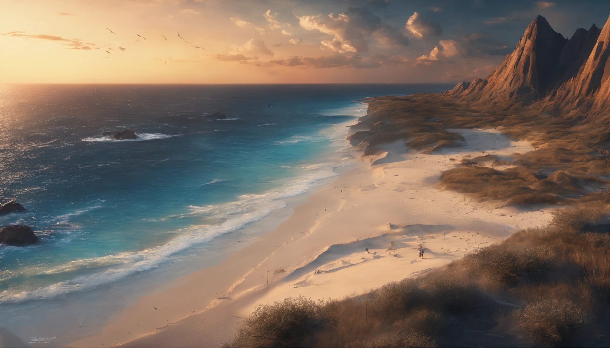 huge planet, the night, starrysky, surrealism, masutepiece, hight resolution、Impressive Milky Way:1.9、sand beach、Vast blue ocean、Blue glacier、lightning bolt:1.9、Protoplanets、pure beauty、Planets to discharge:1.9