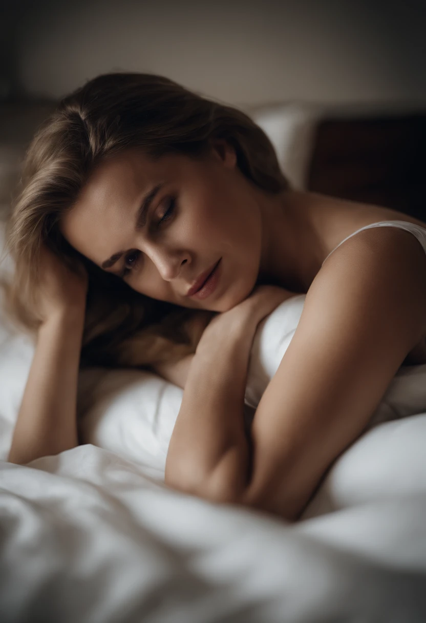 Beautiful woman crawling on the bed