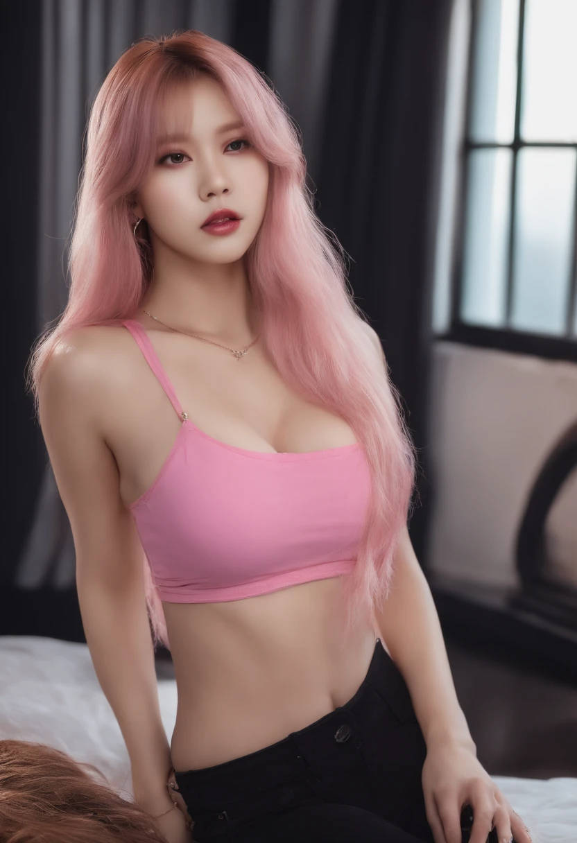Black pink Lisa , without clothes, , boobs, cute, long hair, realistic