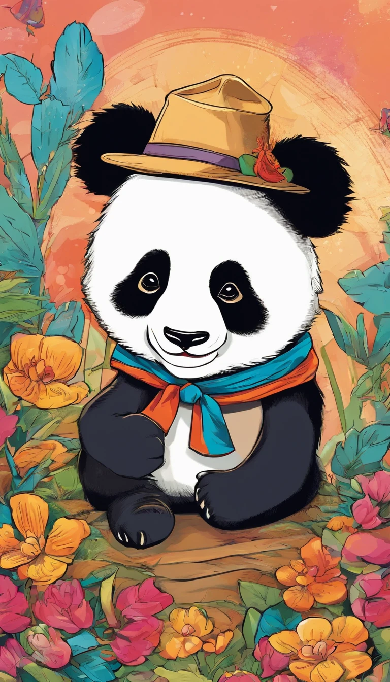 Animal panda cute with hat