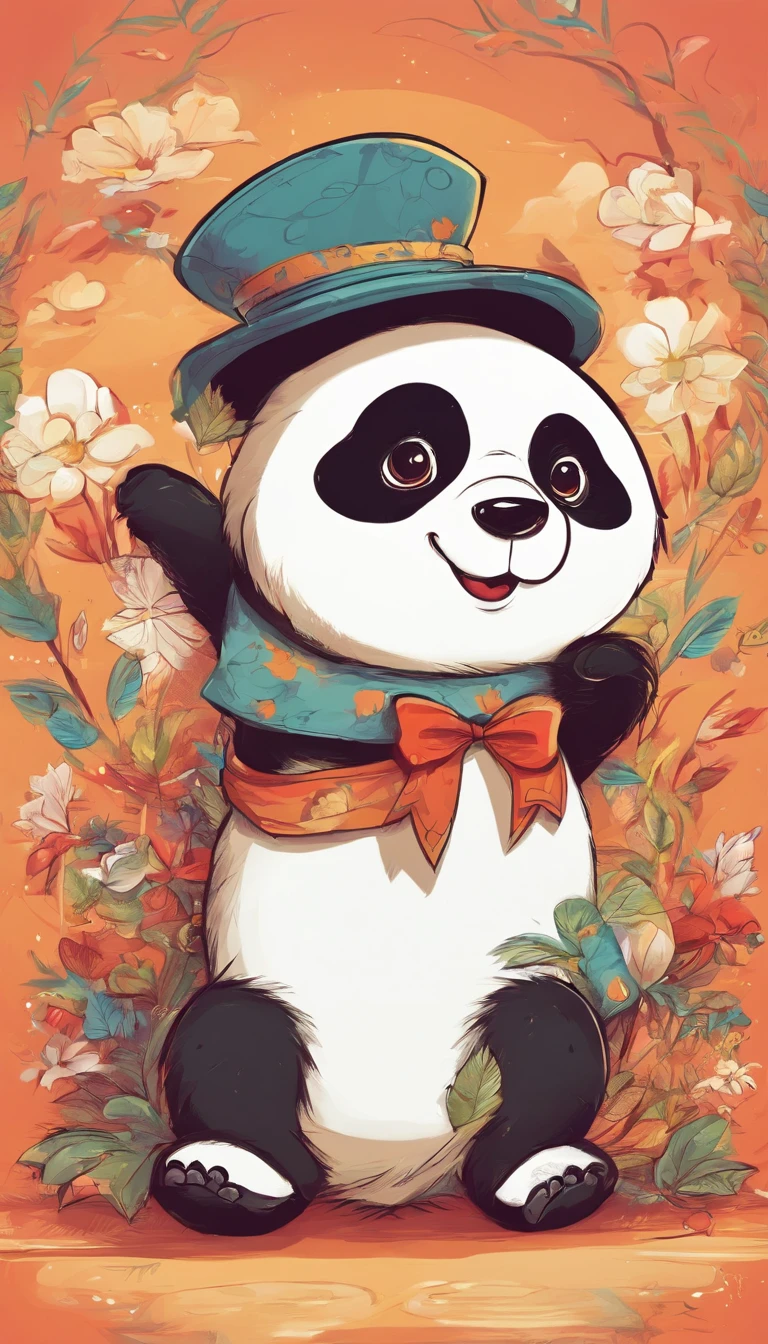 Animal panda cute with hat