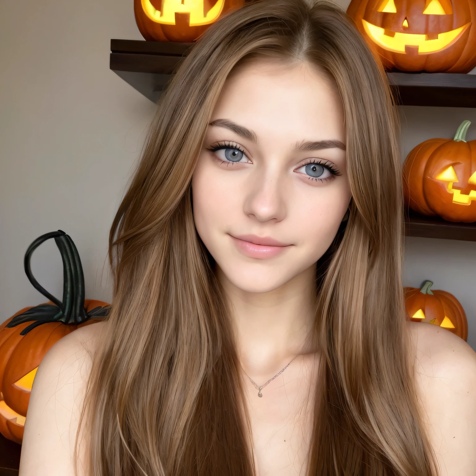 Alafed woman with long hair and pale brown eyes poses for photo, blonde and attractive features, Light boring hair, Light brown hair and light brown eyes, attractive female face, brown-blond-hair pretty face, beautiful woman face, Young beautiful woman, beautiful fine face features, Halloween