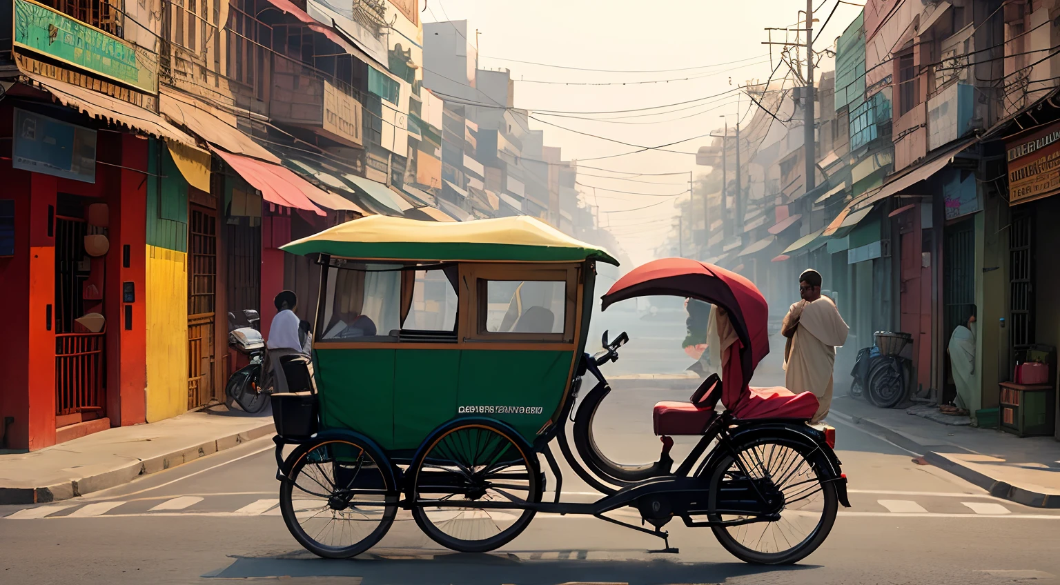 Rickshaw in street, pakistan, india, desi, pixel art