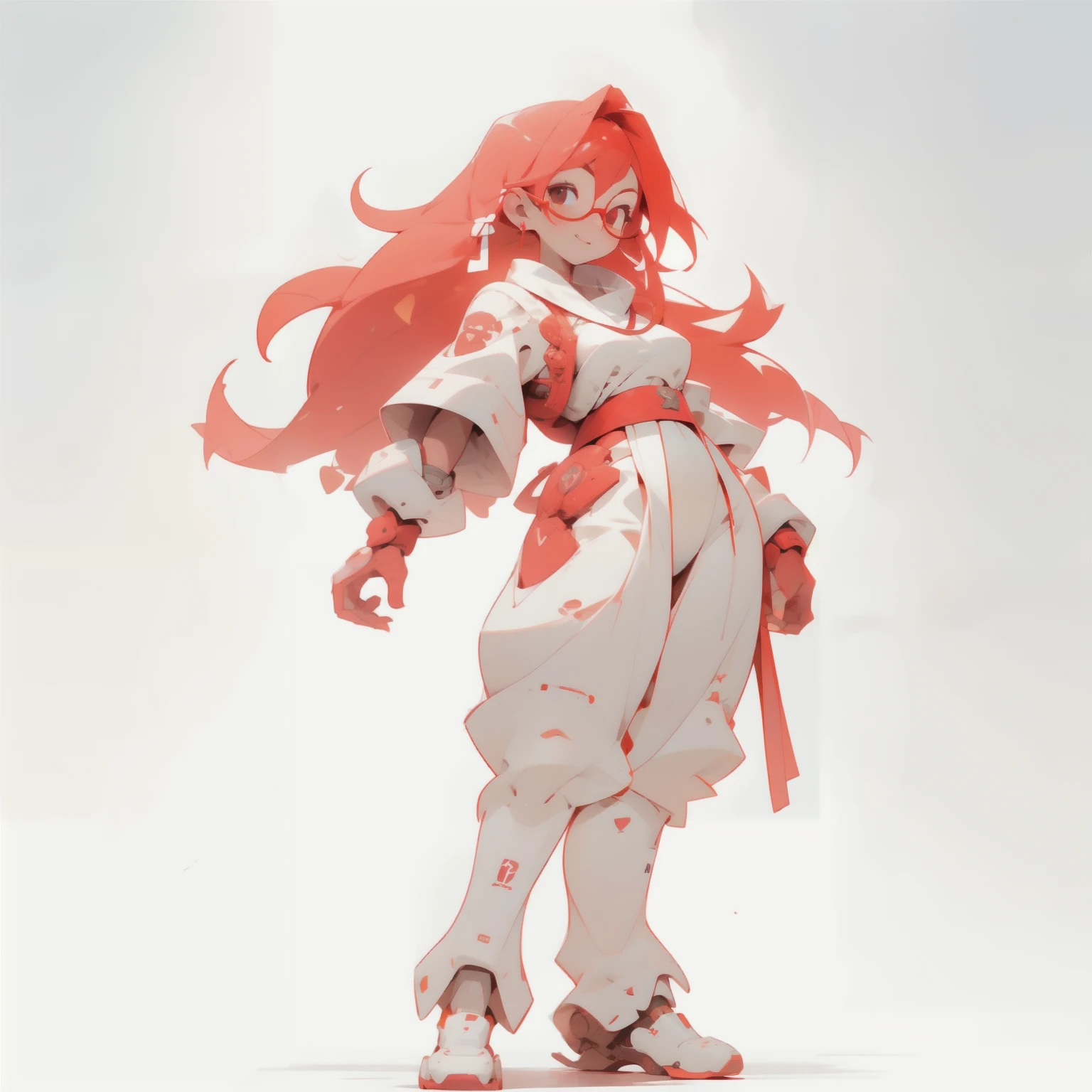 masutepiece, Best Quality, 4K, 超A high resolution, ultra-detailliert, High resolution, Ultra HD, sophisticated details, Backlight, ((Full body shot)), ((No background)), ((White background)), Attractive lawyers, Female, smile, chibi, red glasses,