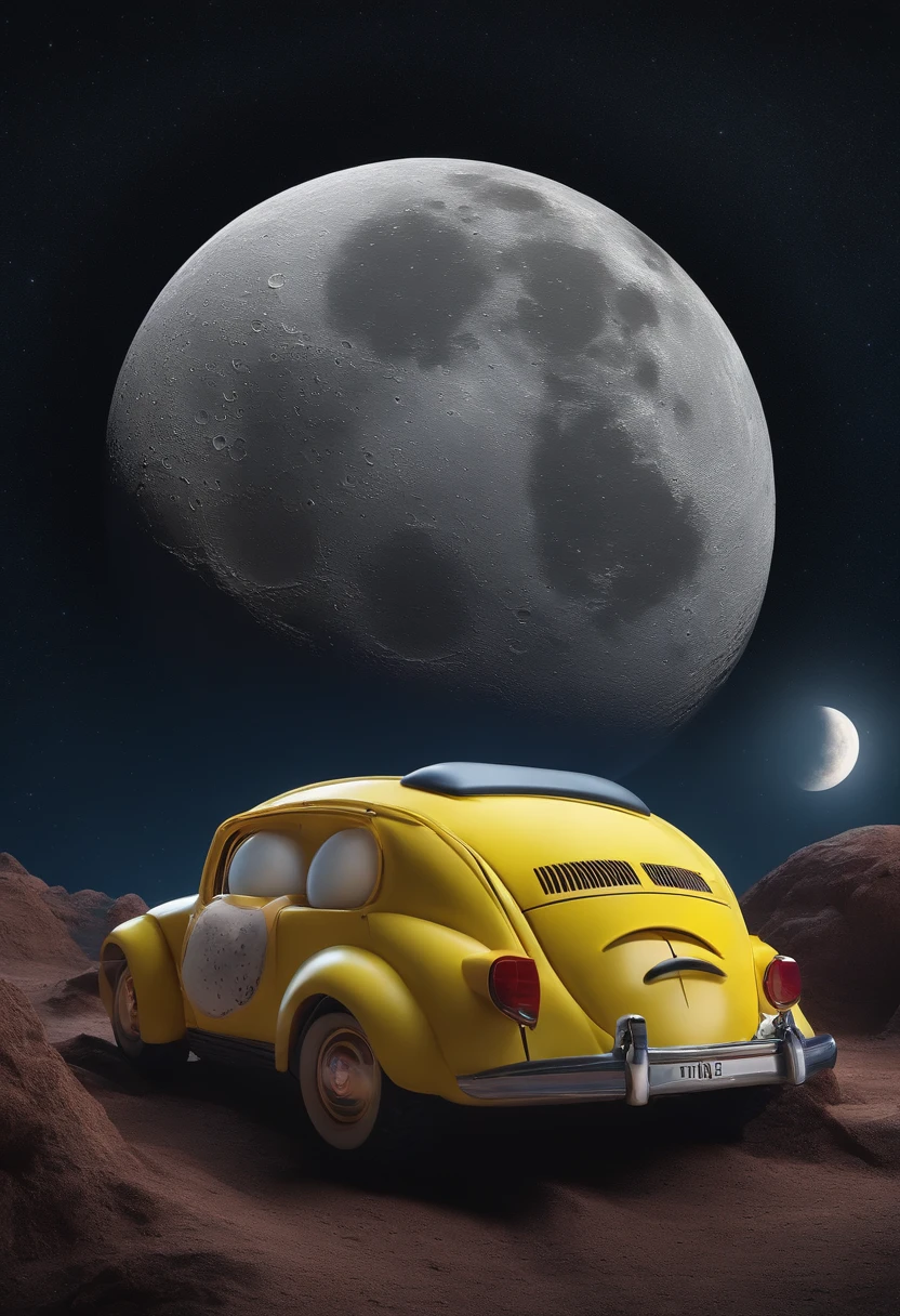 A very high-definition realistic moon,The moon has SpongeBob and Patrick
