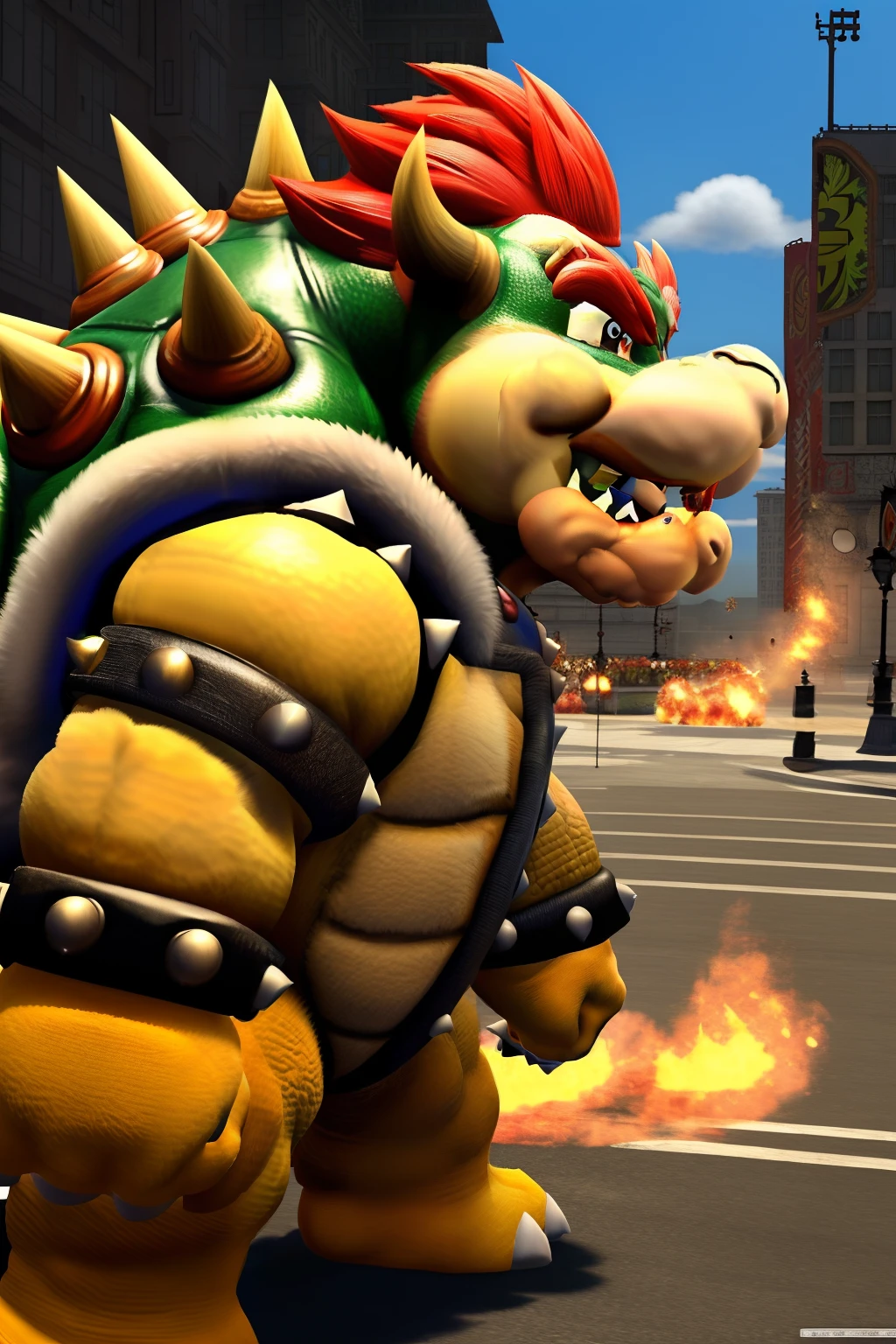modelshoot style, (extremely detailed 8k wallpaper), bowser face, profile, Intricate, High Detail, dramatic