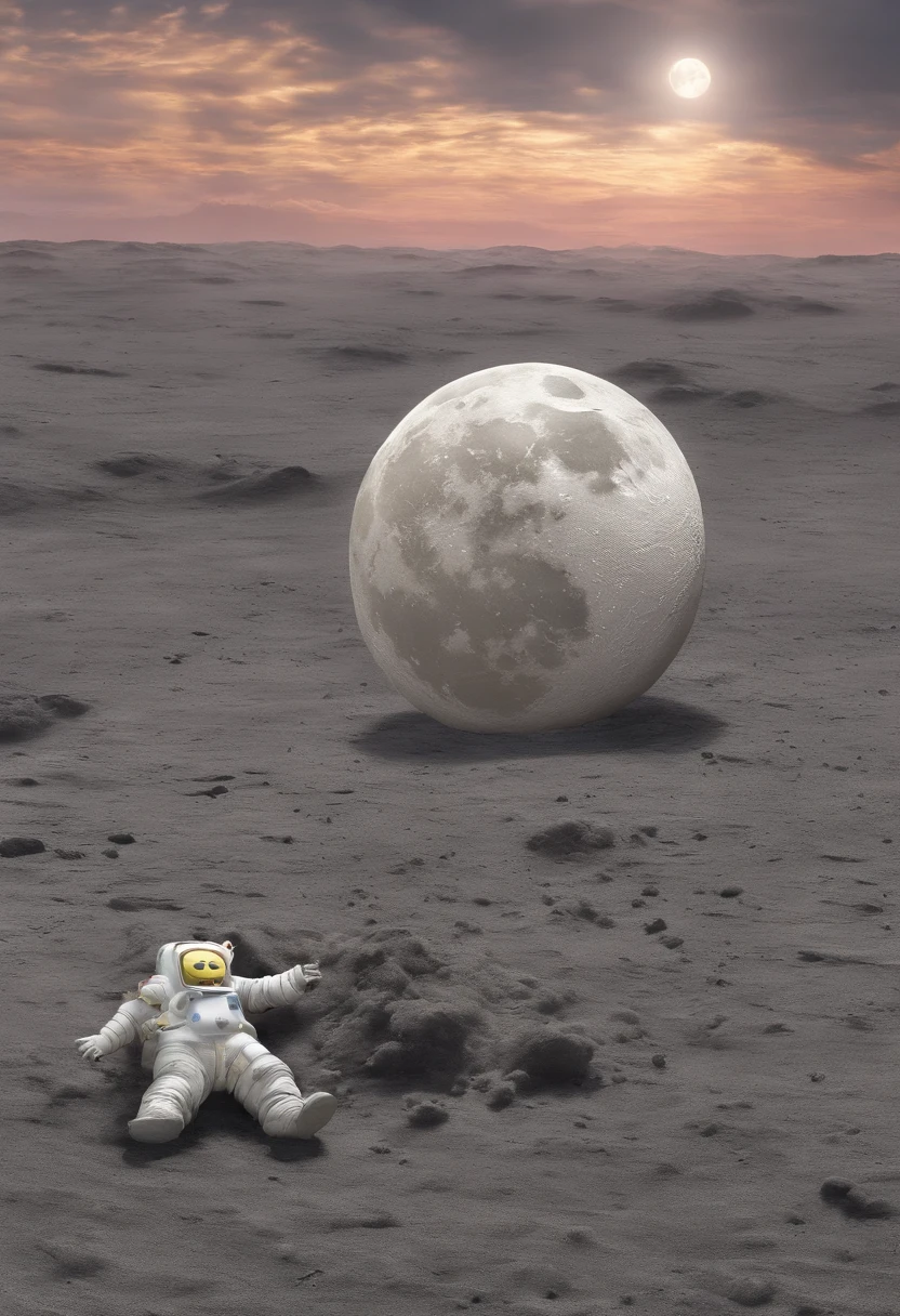 (Best quality, Masterpiece), Very high-definition realistic moon，The moon has SpongeBob and Patrick