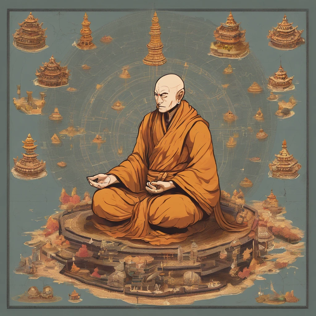 Meditating monk