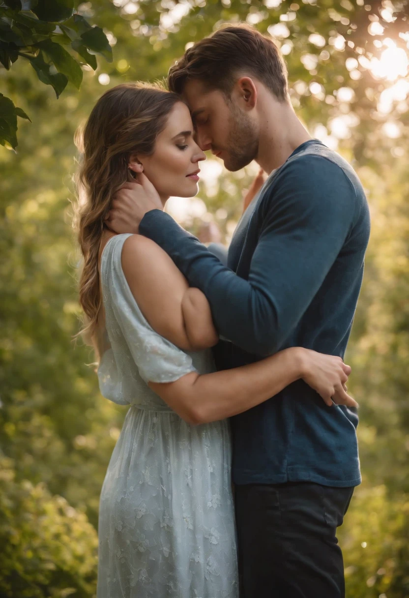 a son and his beautiful and slender mother tightly hugging with the son's hand on his mother's boob and passionately kissing