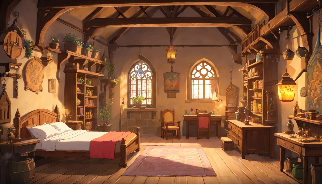 medieval room,bedroom,Industrial-style,natta