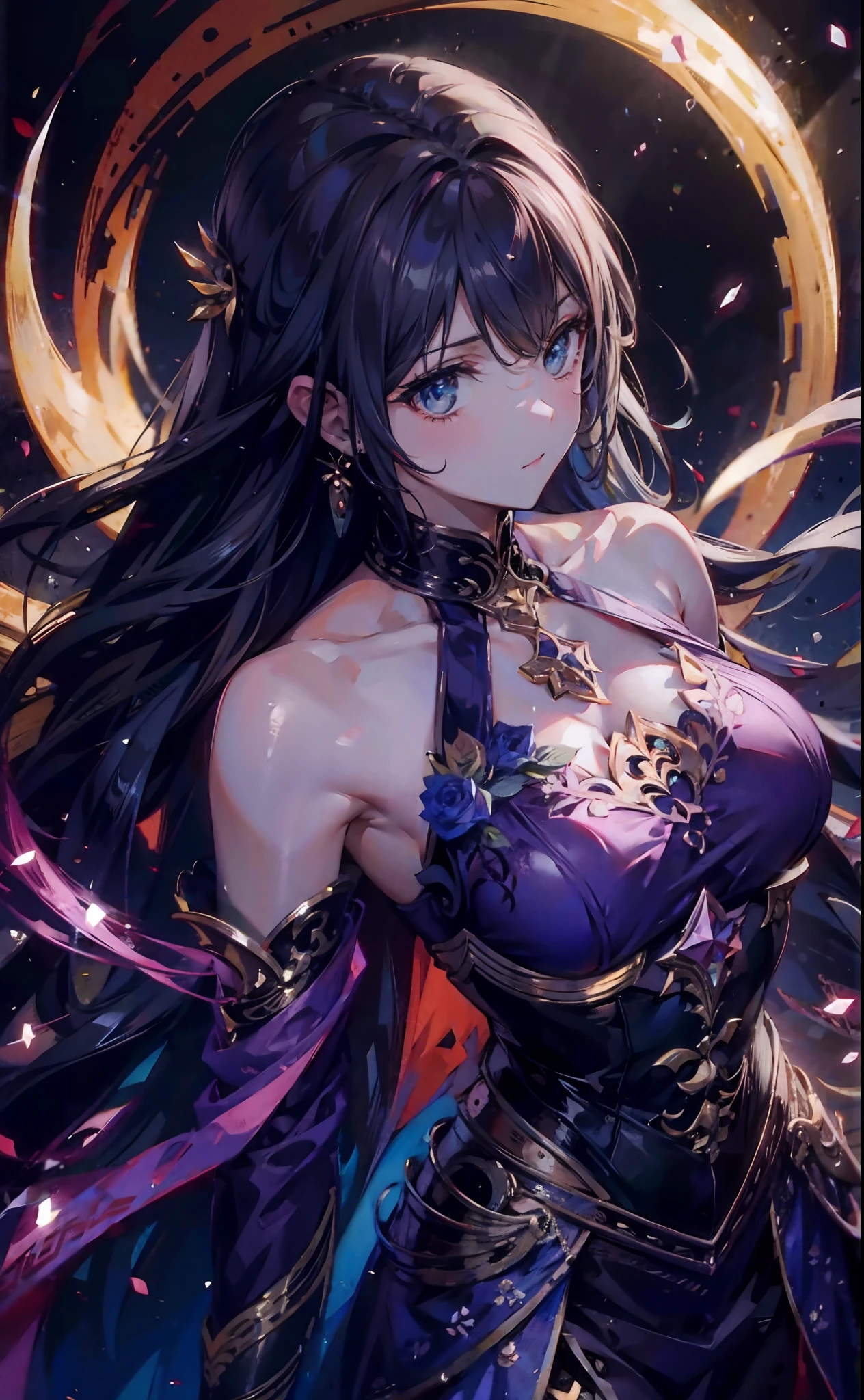 masterpiece, Highest quality, One girl, (colorful),(Delicate eyes and face), volumatic  ,Highly detailed CG Unity 8k ,Black costume,Tribal Tattoos,Demon Horns,