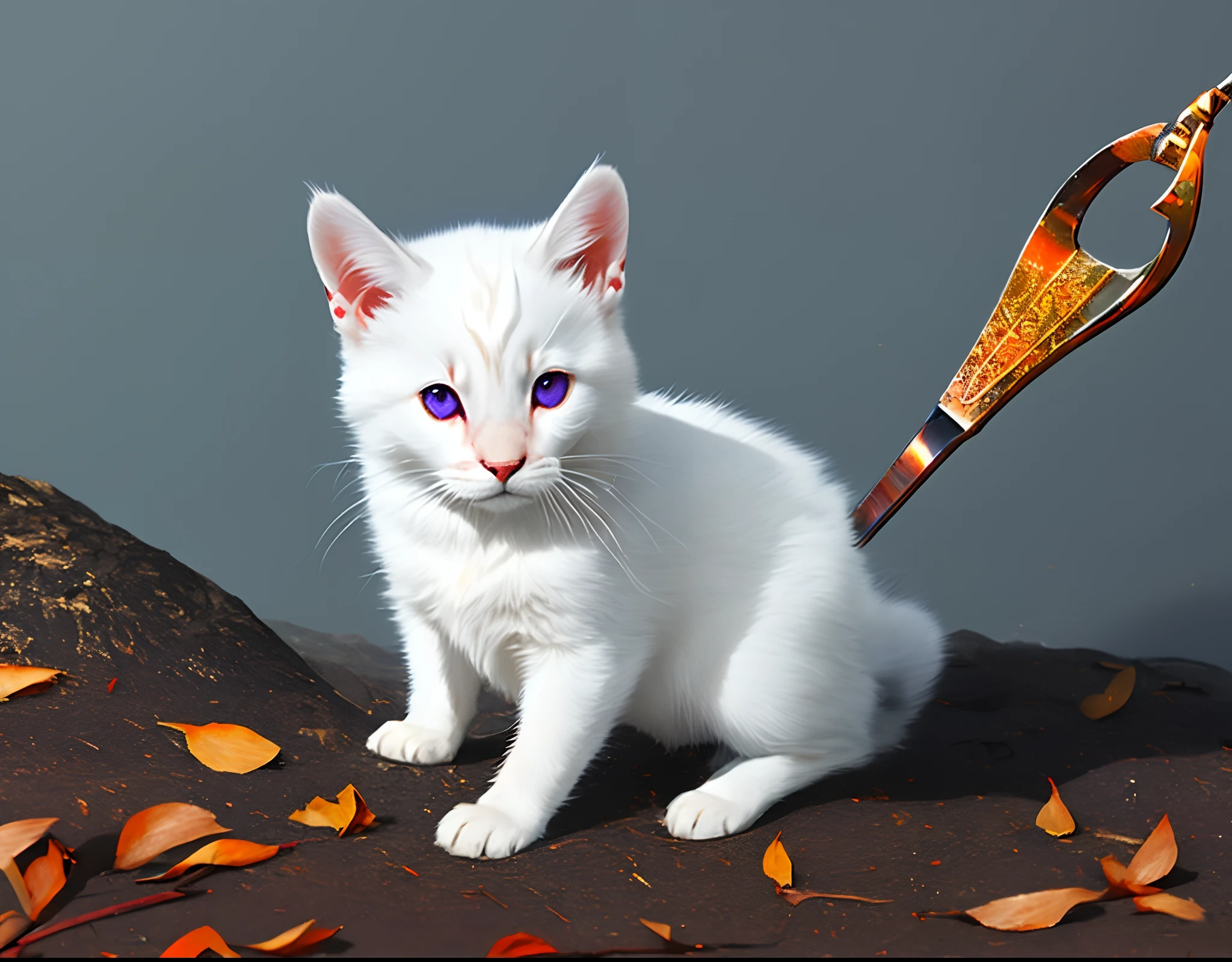 Juvenile white hair, purple eyes, sickle, short blood