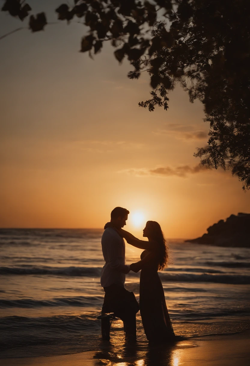 at dusk, under a sky studded with stars, Two souls in love stand close to each other. L'homme, Tall and slender, has a face sculpted by life and experiences, but sweet as twilight itself. Ses yeux, deep and sparkling, reflect the tenderness and passion he feels for the woman by his side.
The woman is of a natural grace, with curves reminiscent of the soft lines of the valleys. His face is a canvas of innocence and sensuality mixed. Ses yeux, The color of the ocean, shine with a gleam that ignites the heart of man. his lips, pulpeuses et douces, are crowned with a shy but mesmerizing smile.
They stand face to face, barely a few centimetres apart. Their hands brush against each other, se cherchent, s'entrelacent doucement, creating an electrical connection between their souls. The glances exchanged are charged with desire and promise.
The man tilts his head slightly forward, se penchant doucement vers la femme. Elle ferme les yeux, laissant son souffle ralentir alors que l'anticipation monte. Their lips meet, douces et chaudes, uniting in a passionate and deep kiss.
Time seems to stand still, And the whole universe seems to be focused on that very moment.. Leurs bras se serrent autour l'un de l'autre, les rapprochant encore plus, as if they wanted to merge into a single entity. Their hearts beat in unison, each beat echoing in the echo of their love.
The light wind plays with their hair, creating an aura of romance around them. C'est un moment intime et puissant, an exchange of love and desire that seals their connection in an unforgettable way. They know that this kiss is only the beginning of a love affair that will lead them to a future rich in shared moments and priceless memories.. elle etait toute nue sur la plage .