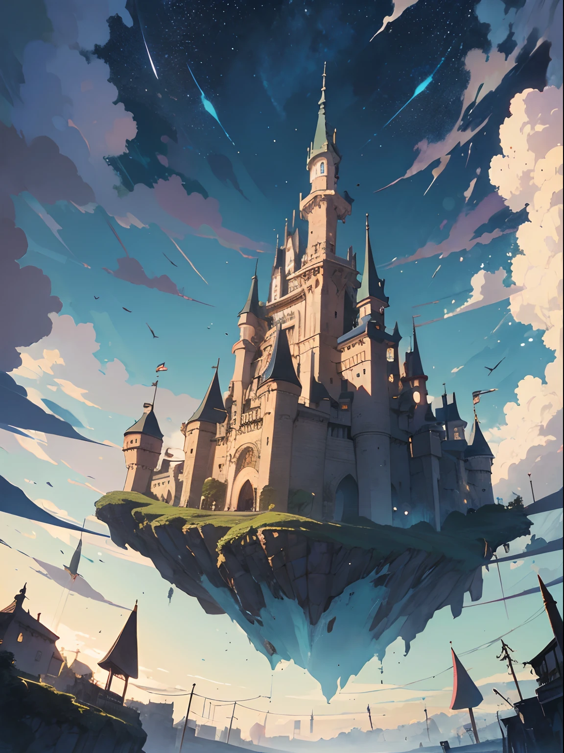 ultra-quality, ultla highres, Hyper Detailed, High contrast, superfine illustration, creative refinement, Studio Ghibli style, Castle in the Sky, Laputa style