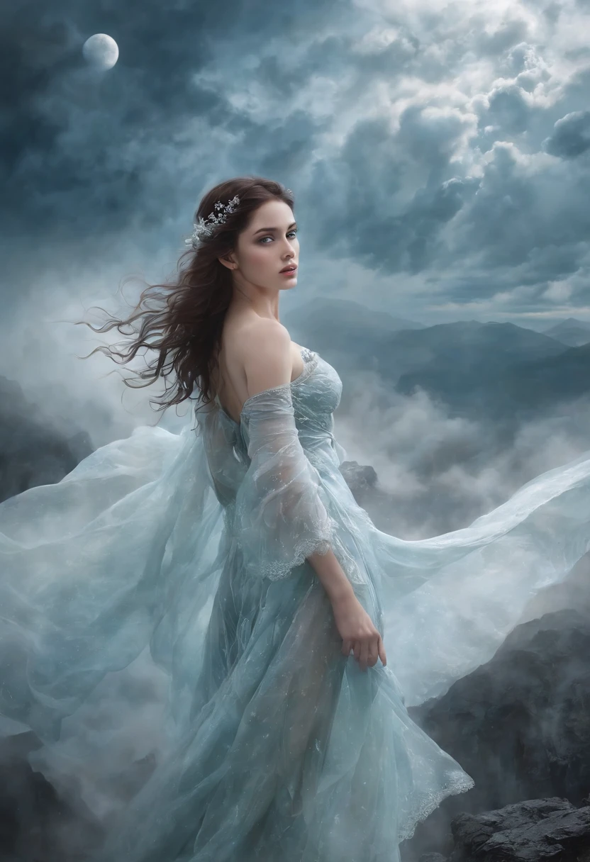 ((melhor qualidade)), ((obra-prima)), (detalhado), ((nua)), succubus sedutora, ethereal beauty, empoleirada em uma nuvem, (Fantasy Illustration: 1.3), olhar encantador, pose cativante, asas delicadas, charme sobrenatural, mystical sky, (Luis Royo:1.2), (Yoshitaka Amano:1.1), noite de luar, cores suaves, (paisagem de nuvens detalhada:1.3), (alta resolução:1.2)