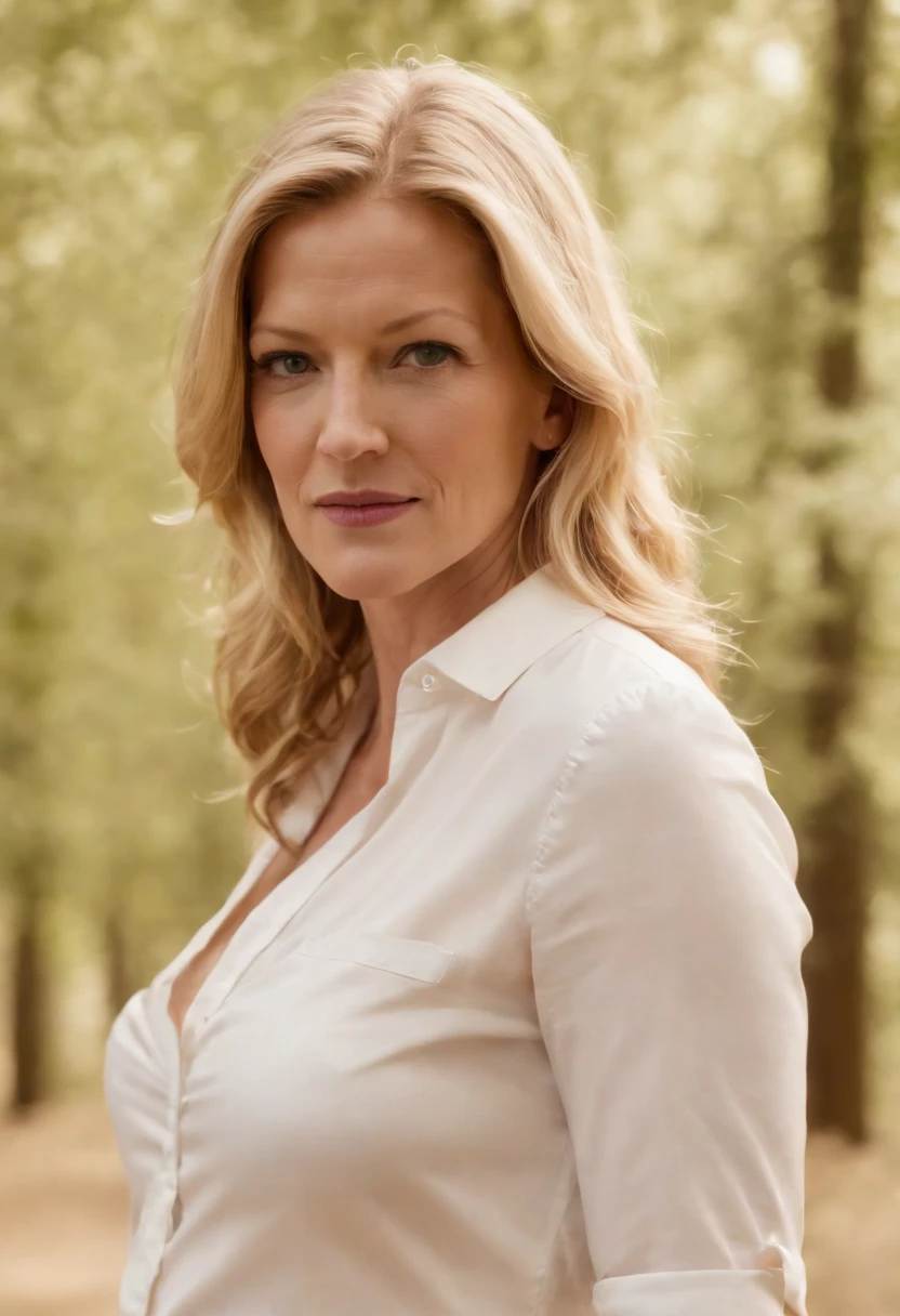 en chemise blanche debout dans un parc, Bilal Kuytul, Conception du logo, Anna Gunn the actress of Breaking Bad