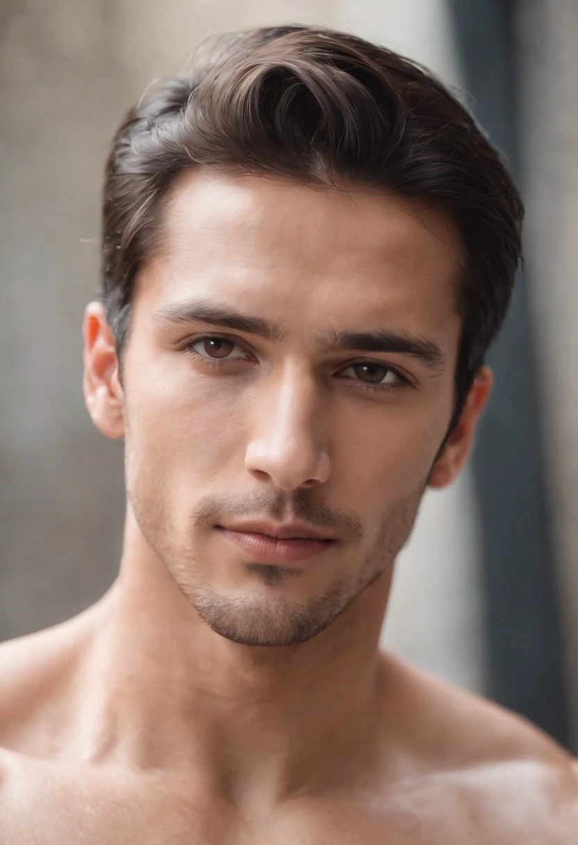 A 26-year-old handsome king with black slicked back hair and trimmed stubble, no shirt, Tanned, Bronzed Skin, Photograph of a man's body, nude, hairy dick