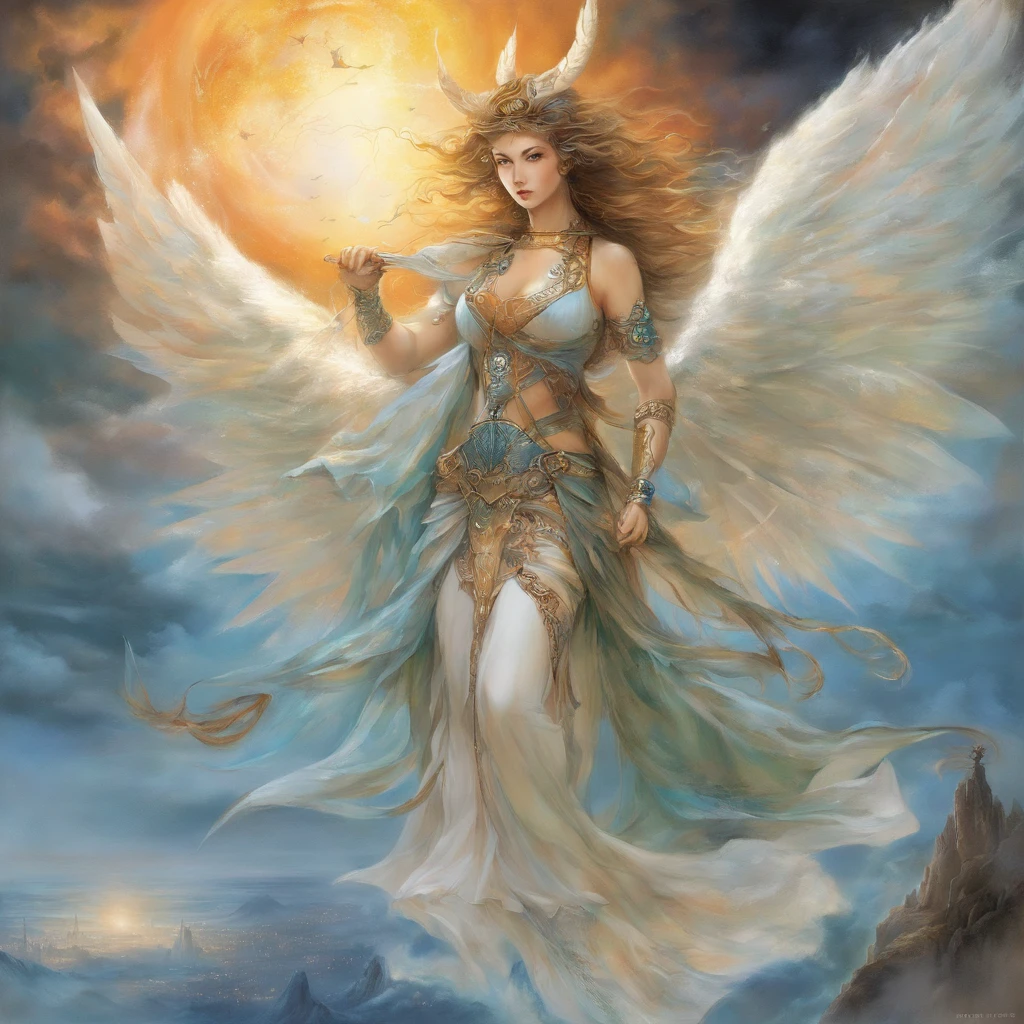 ((melhor qualidade)), ((obra-prima)), (detalhado), ((nua)), succubus sedutora, ethereal beauty, empoleirada em uma nuvem, (Fantasy Illustration: 1.3), olhar encantador, pose cativante, asas delicadas, charme sobrenatural, mystical sky, (Luis Royo:1.2), (Yoshitaka Amano:1.1), noite de luar, cores suaves, (paisagem de nuvens detalhada:1.3), (alta resolução:1.2)