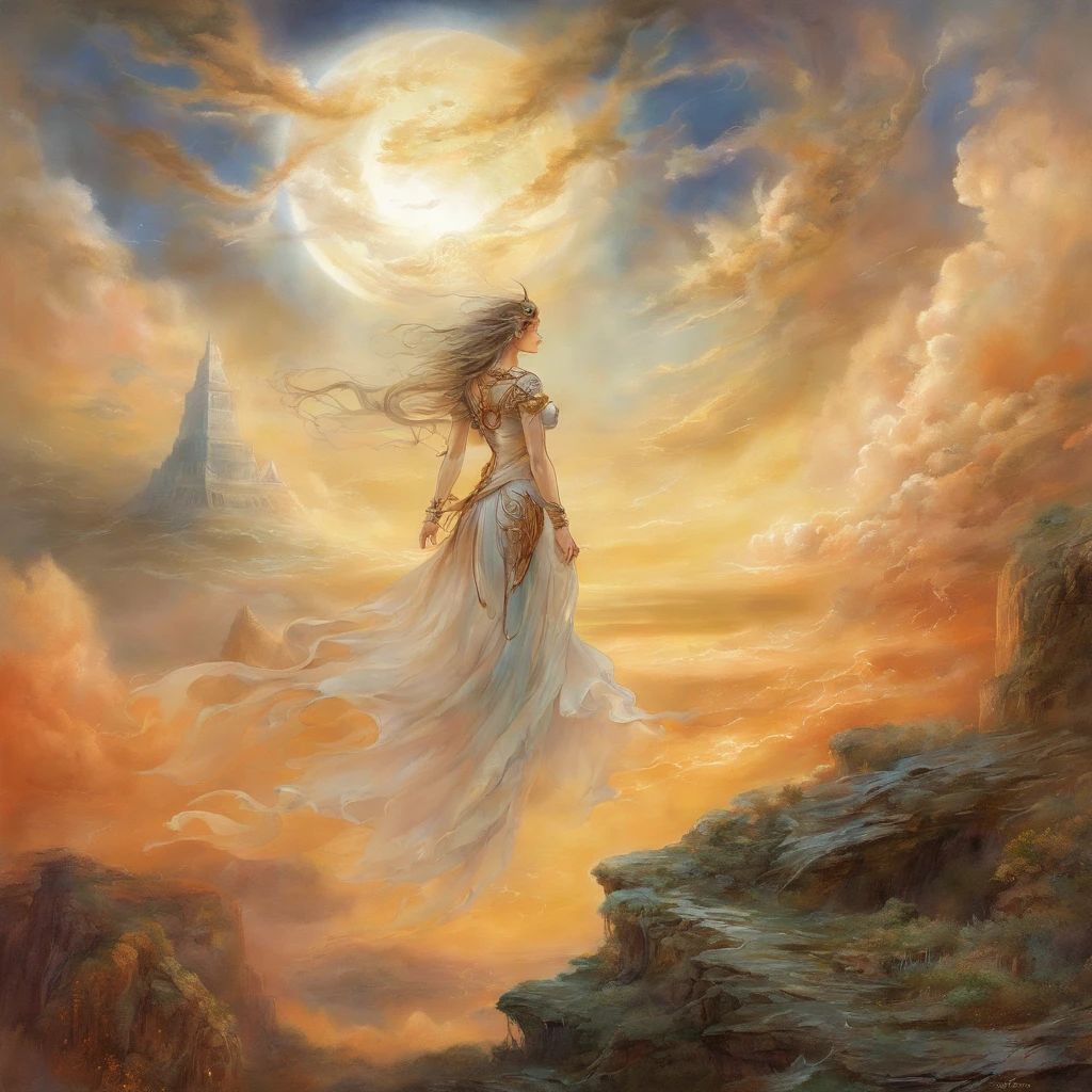 ((melhor qualidade)), ((obra-prima)), (detalhado), ((nua)), succubus sedutora, ethereal beauty, empoleirada em uma nuvem, (Fantasy Illustration: 1.3), olhar encantador, pose cativante, asas delicadas, charme sobrenatural, mystical sky, (Luis Royo:1.2), (Yoshitaka Amano:1.1), noite de luar, cores suaves, (paisagem de nuvens detalhada:1.3), (alta resolução:1.2)